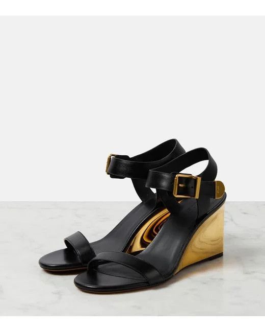 Chloe o1loc1c0325 CHC24 Rebecca Wedge Sandals in Black Size US 9 / IT 39 - 7 Thumbnail