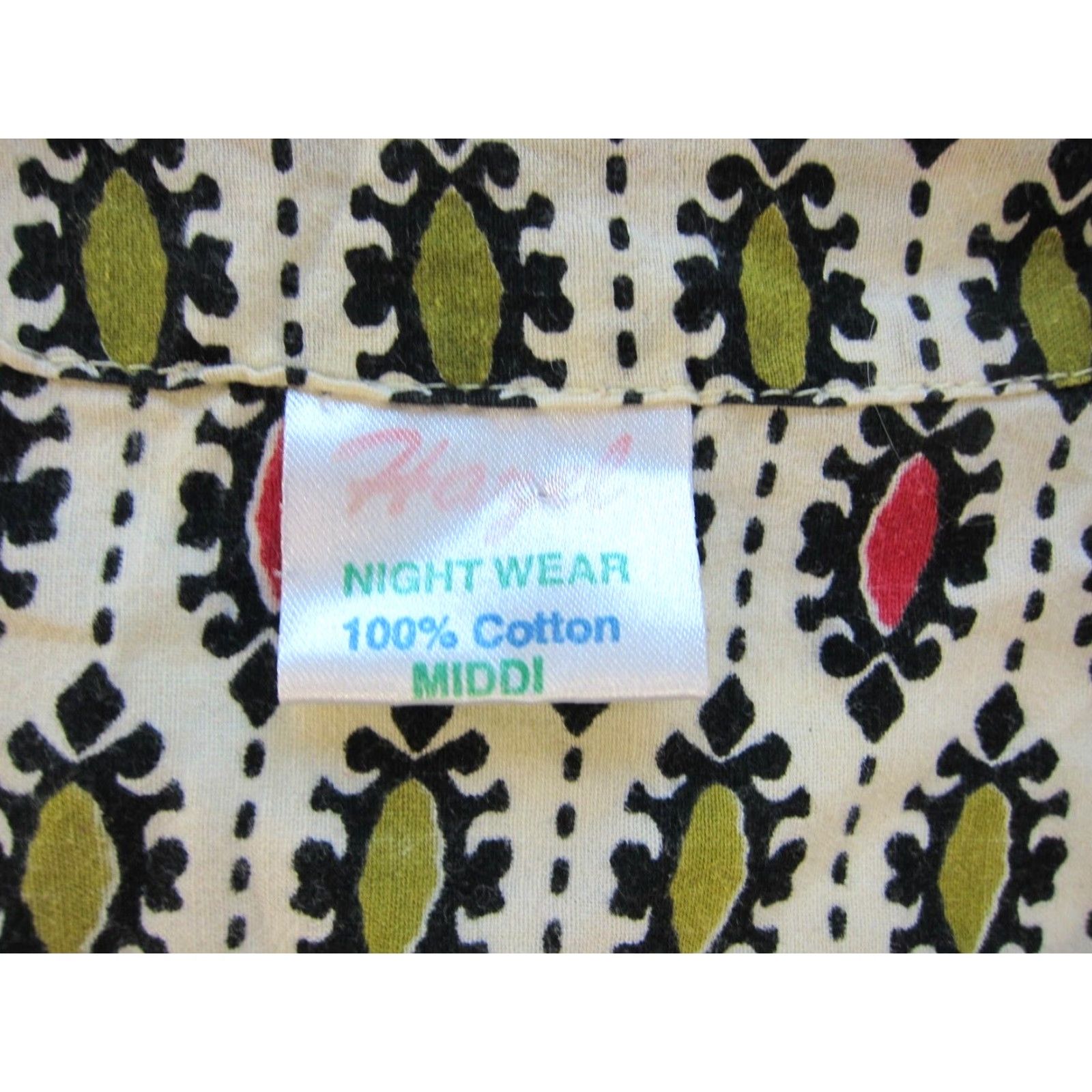 Vintage Vtg Hazel Cotton Red Black Green Floral Short Sleeve Long Maxi Kaftan Dress L Size 36" / US 14 / IT 50 - 3 Thumbnail
