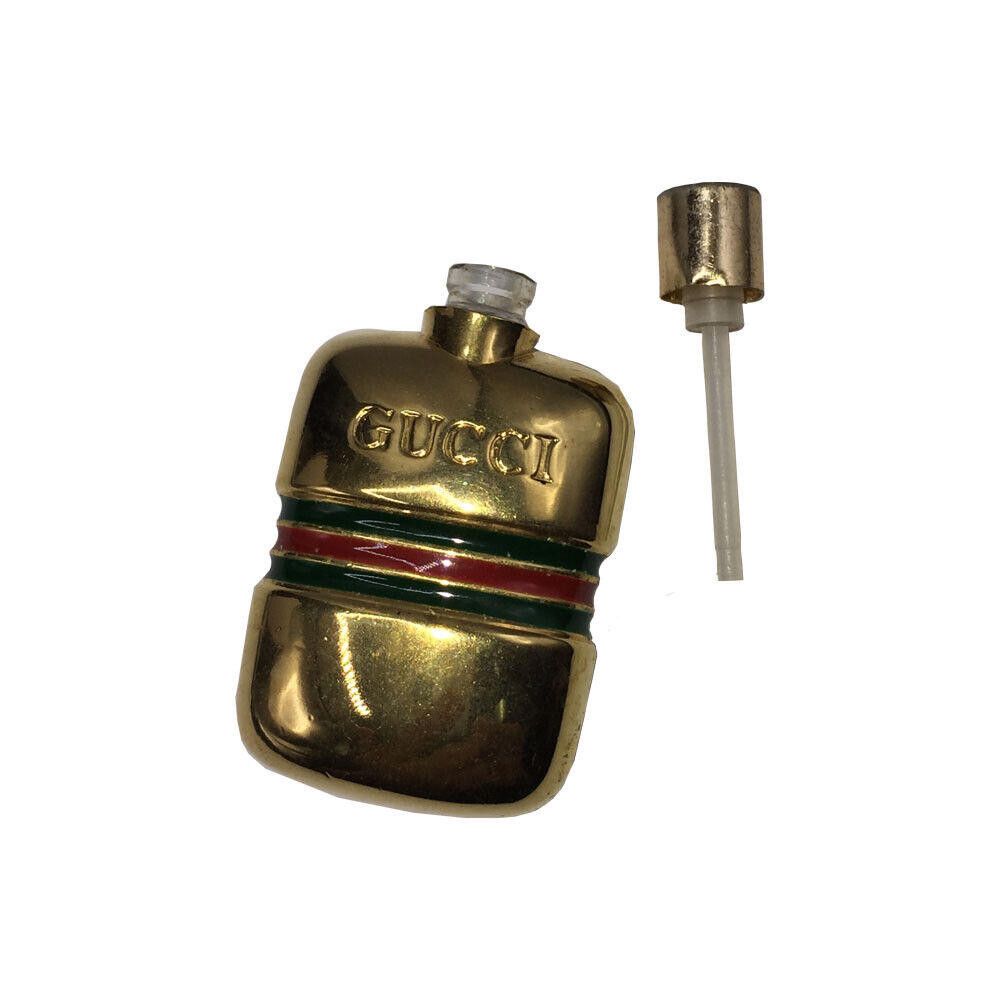 Designer Gucci Gold Plated Perfume Vial With Green and Red Enamel Size ONE SIZE - 2 Thumbnail