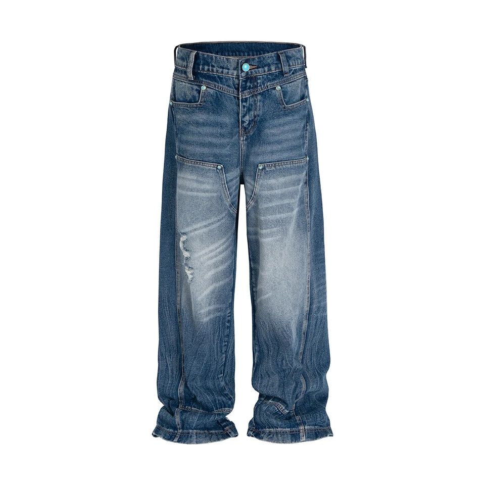 Jean × Vintage Distressed Logging Turquoise Jeans Size US 31 - 3 Thumbnail