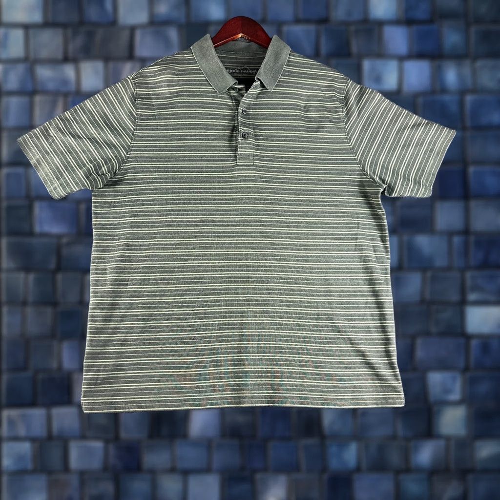 Eddie Bauer VINTAGE Eddie Bauer Polo Shirt Men XL Green Stripe Short Sleeve Button Neck FLAW Size US XL / EU 56 / 4 - 1 Thumbnail