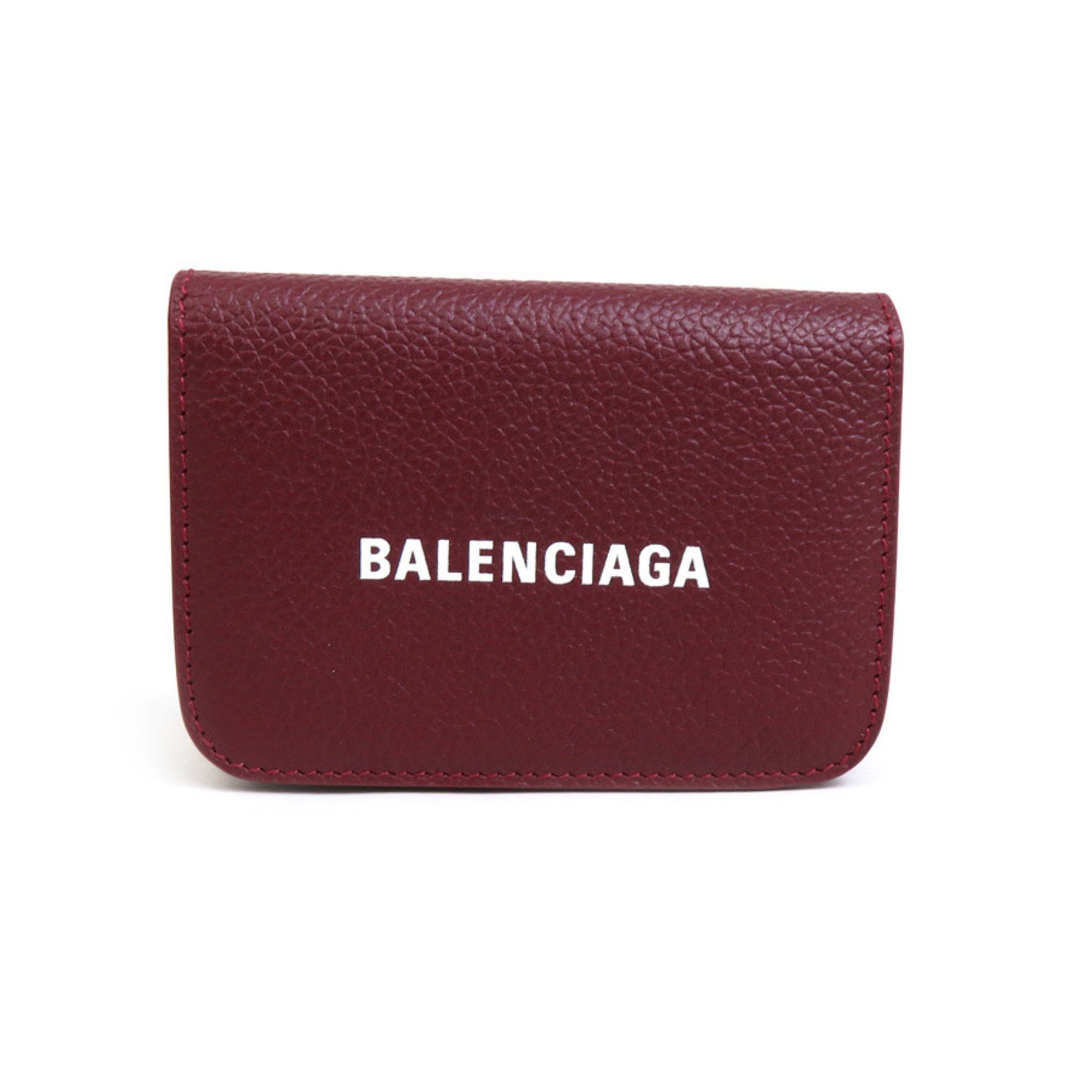 image of Balenciaga Trifold Wallet Leather Bordeaux Unisex, Women's