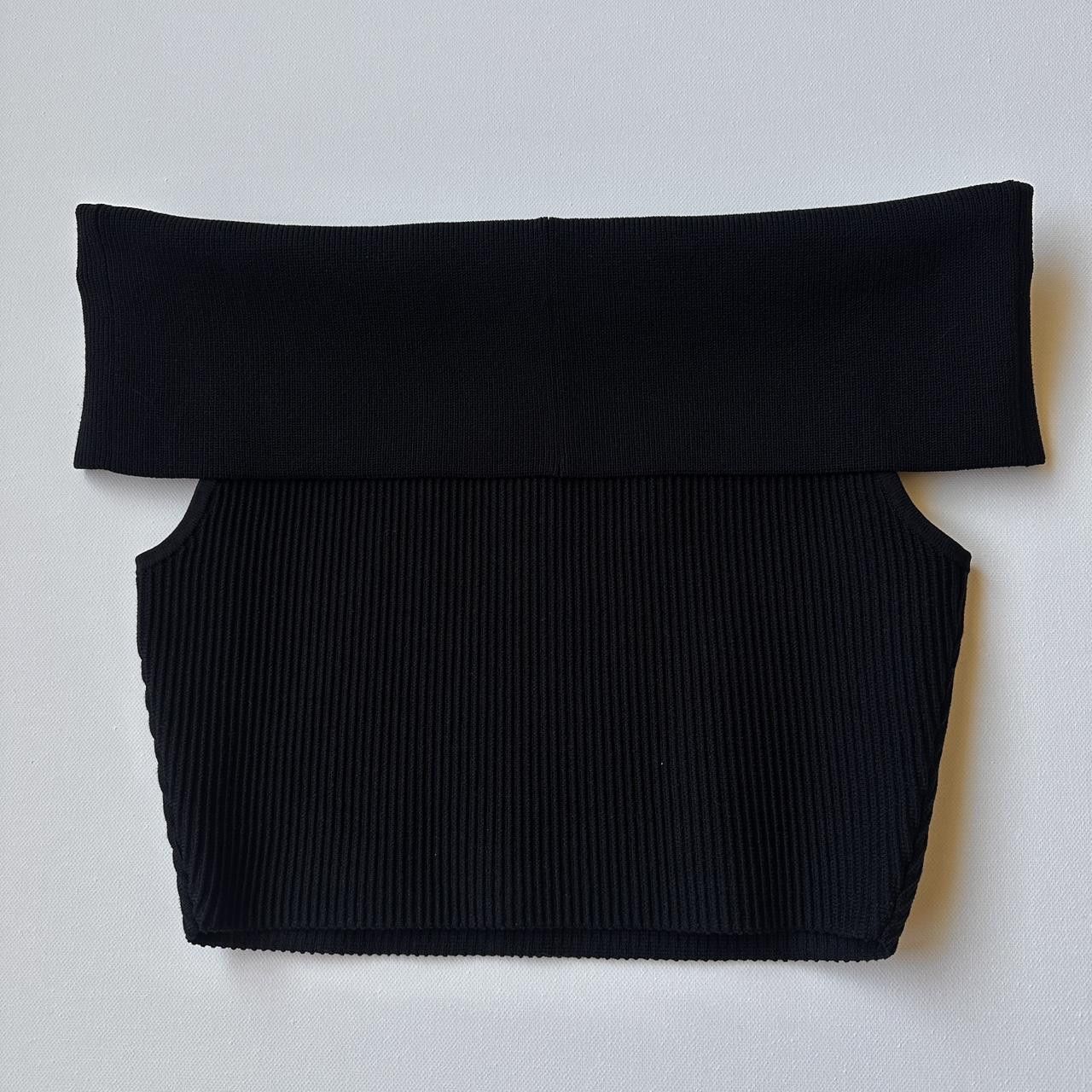 Aritzia Babaton Aritzia Sculpt Knit Black Ribbed Off Shoulder Top Size S / US 4 / IT 40 - 6 Thumbnail