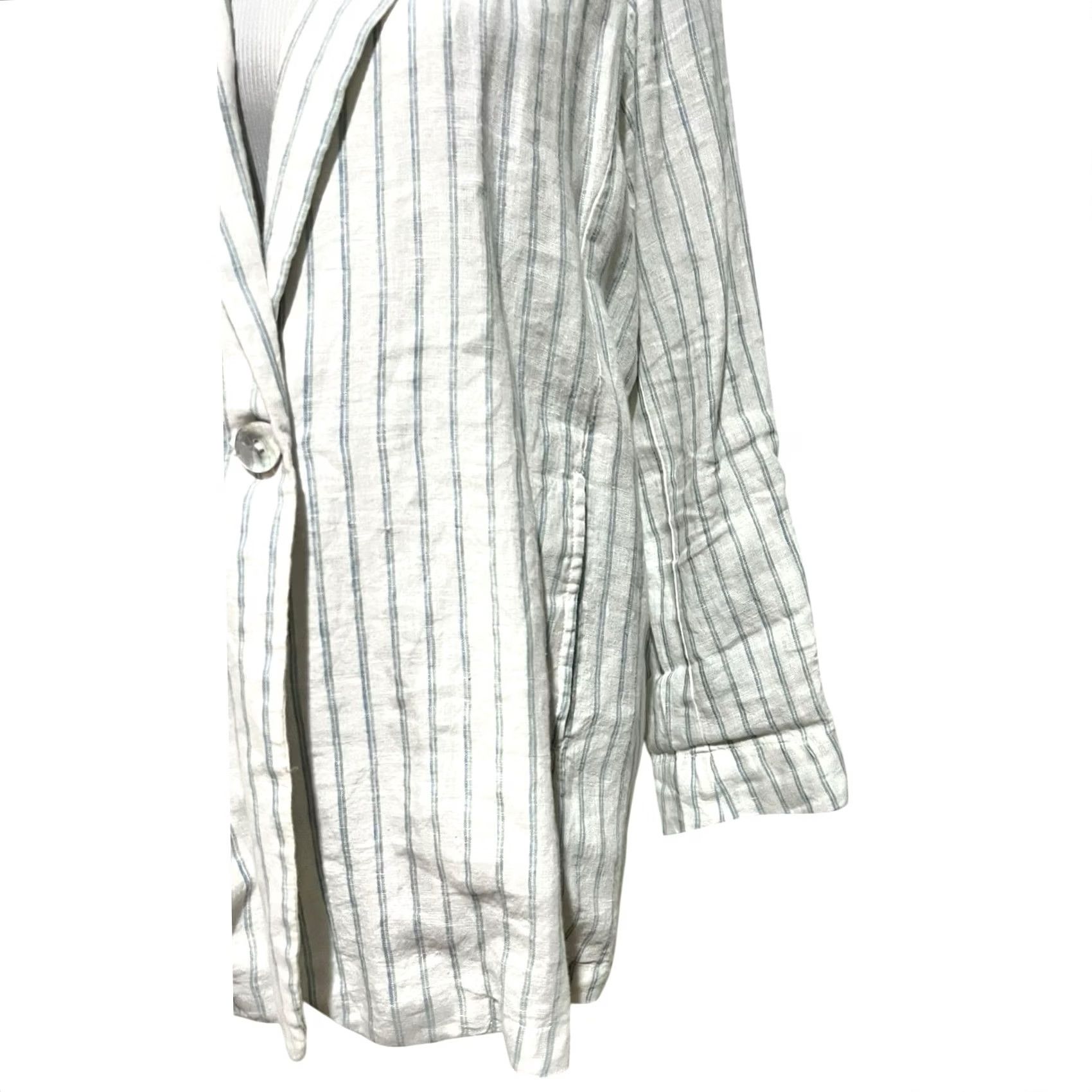 Vintage VINTAGE C&C California Blazer Jacket 100% Linen Striped Woman Sz M Shirt Women Size M / US 6-8 / IT 42-44 - 5 Thumbnail