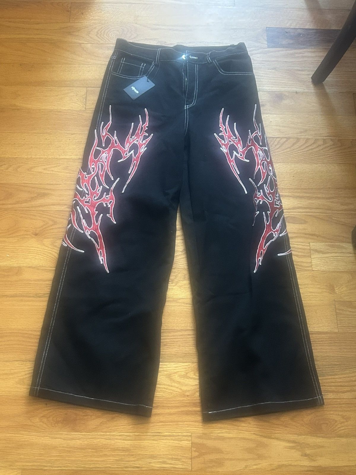 Other Embroidered Totem Wide Leg Jeans Size US 32 / EU 48 - 1 Thumbnail