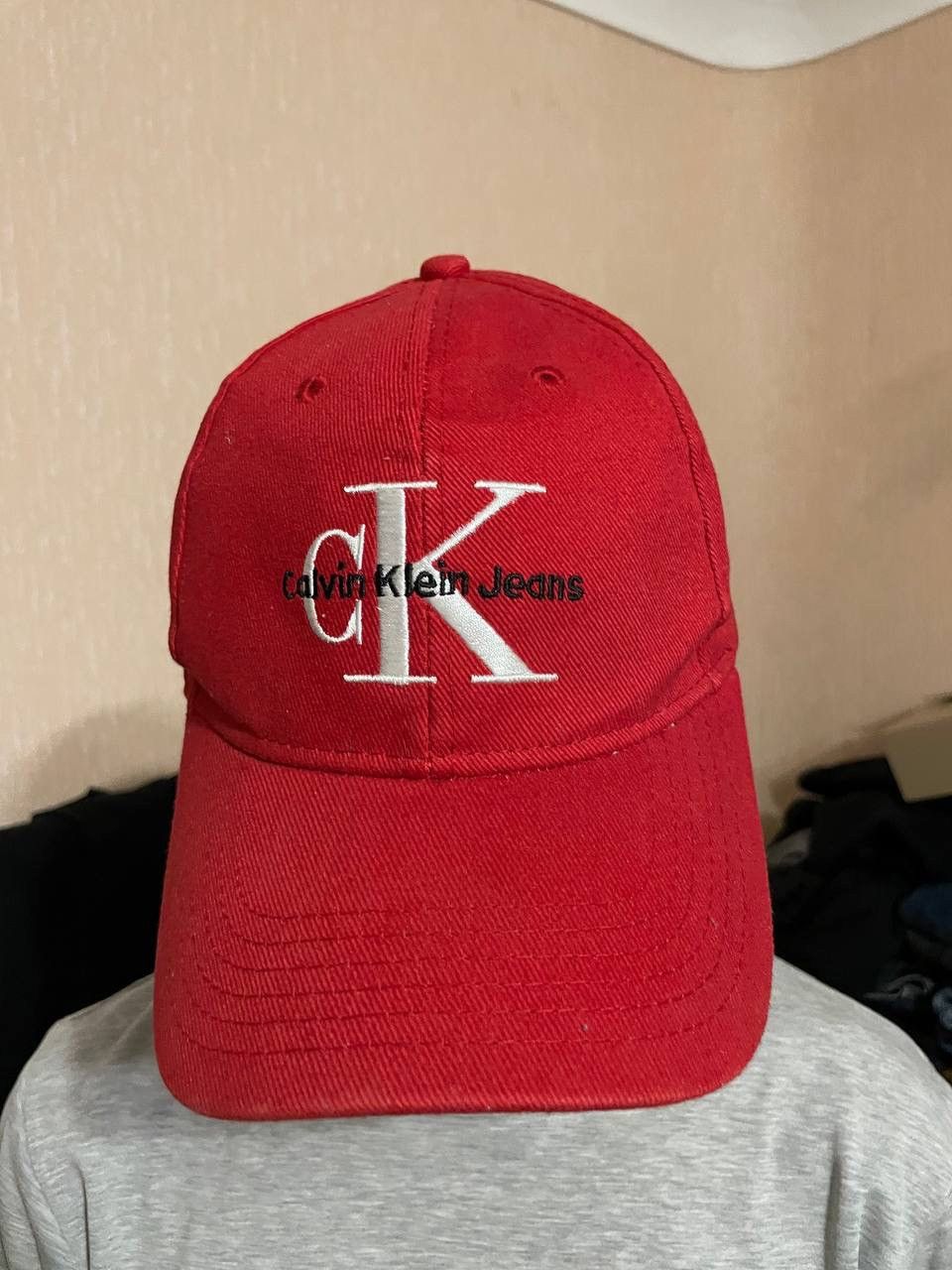 Calvin Klein × Vintage Vintage Calvin Klein Jeans Red Y2K Cap Hat Size ONE SIZE - 2 Thumbnail