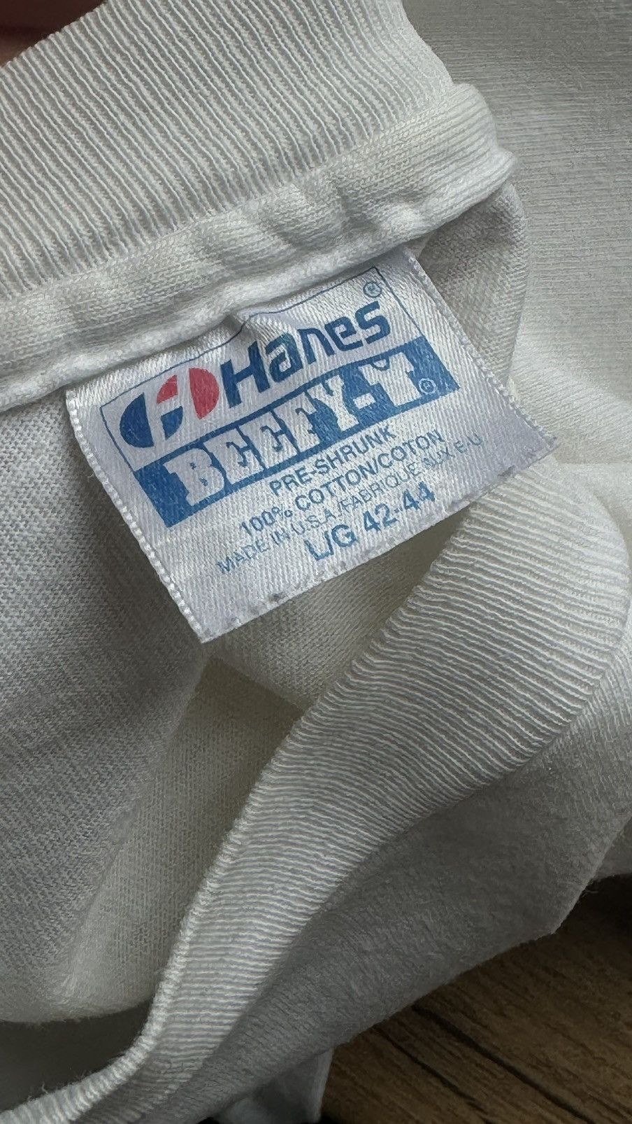 Designer × Vintage 1991 Dont Panic 2QT2BSTR8 vintage white t-shirt Size US L / EU 52-54 / 3 - 9 Thumbnail