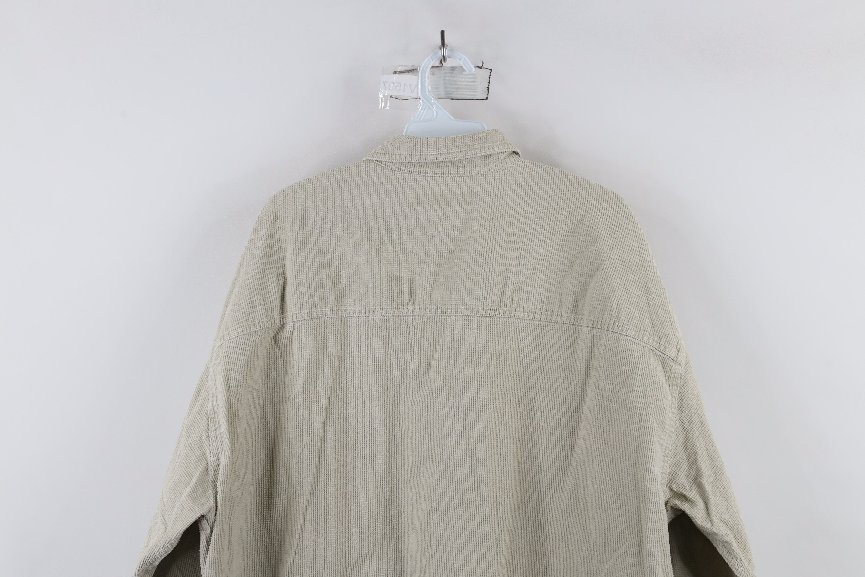 Vintage Vintage 90s Streetwear Corduroy Collared Button Shirt Beige Size US L / EU 52-54 / 3 - 10 Thumbnail