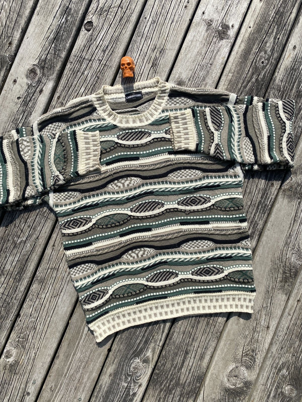 Vintage 90s coogie style textured knit sweater sz L Size US L / EU 52-54 / 3 - 1 Thumbnail