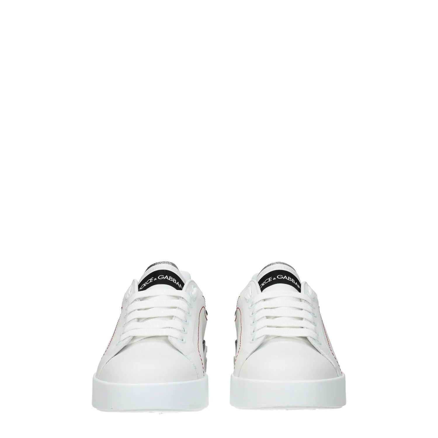 Dolce & Gabbana ob1o1e1124 Leather Low-Top Sneakers in White Silver Size US 8.5 / IT 38.5 - 3 Thumbnail