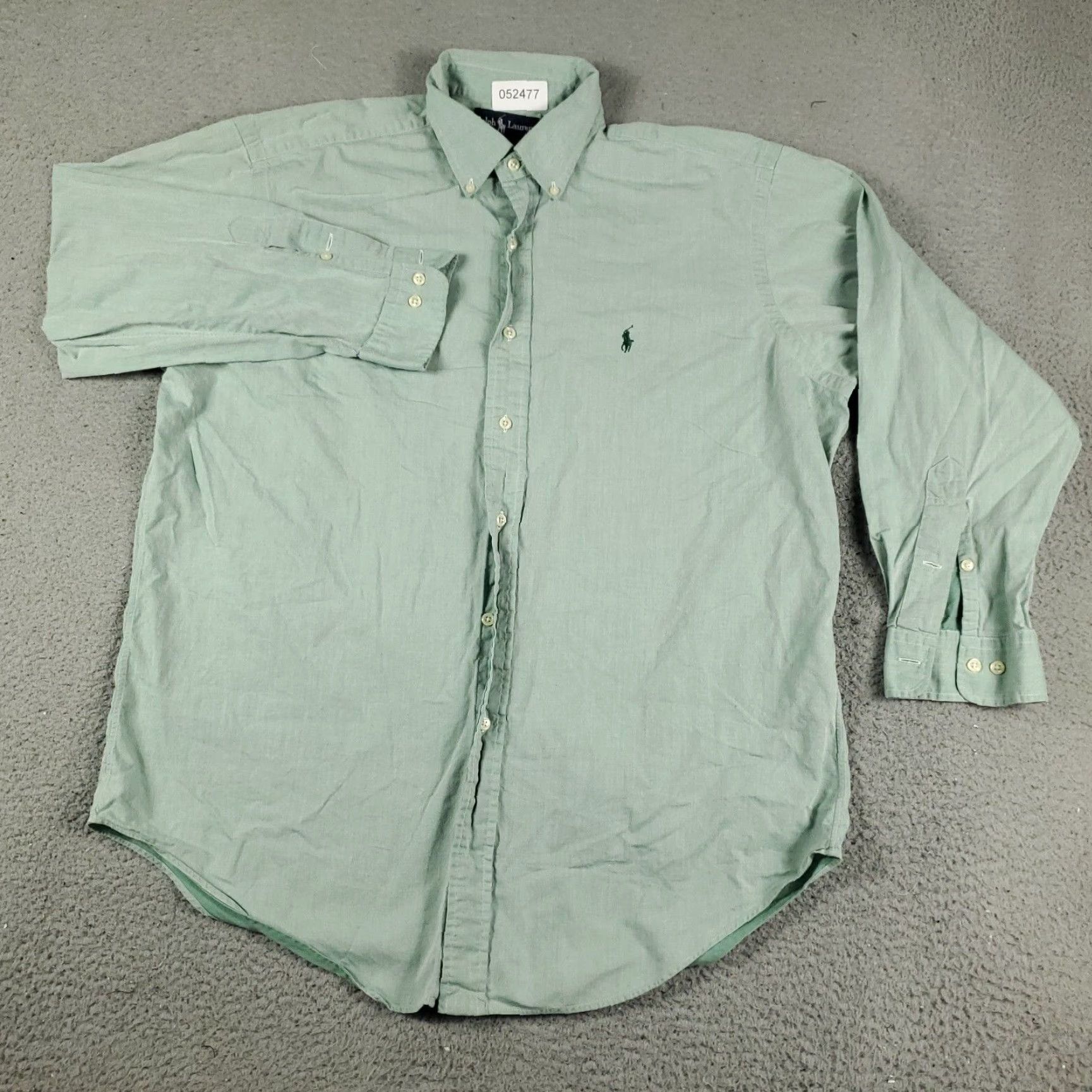 Ralph Lauren VINTAGE Ralph Lauren Dress Shirt Men's 16 Green Cotton Long Sleeve Button Up Casual Office Size 42R - 3 Thumbnail