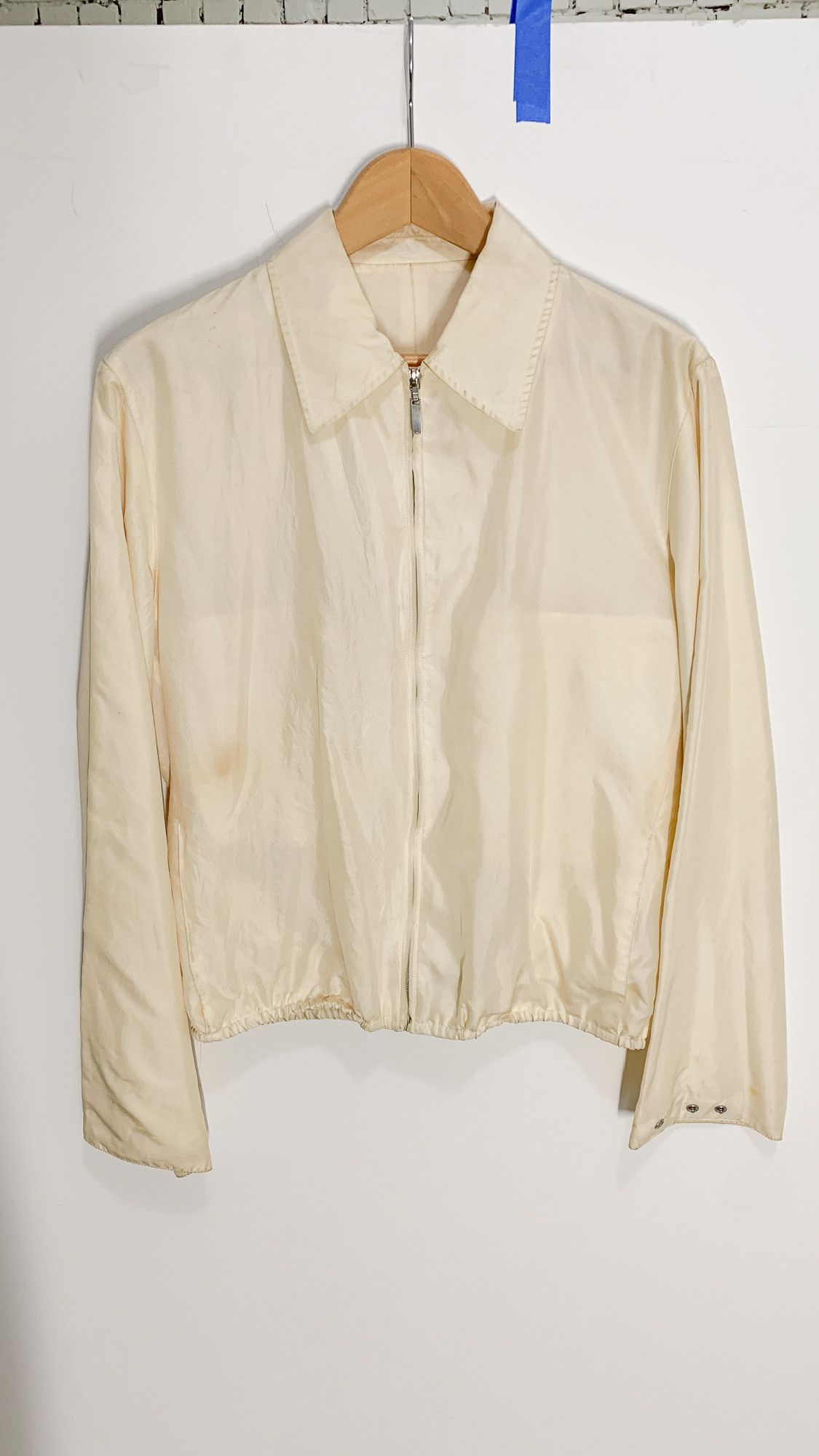 image of Hedi Slimane x YVES Saint Laurent Rive Gauche By Hedi Silk Jacket Size 48 in Cream, Men's
