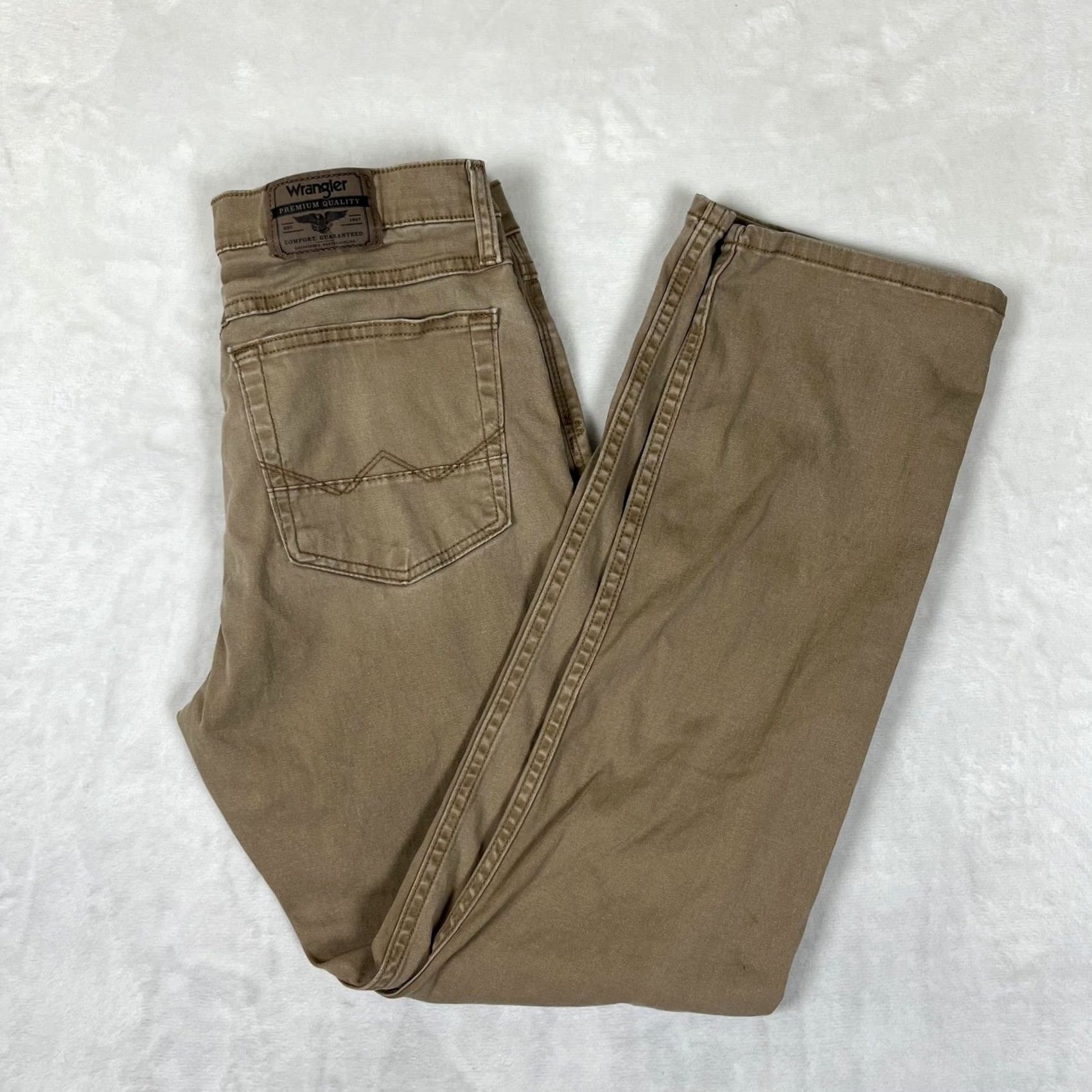 Wrangler Wrangler Jeans Mens 31x30 Brown Slim Straight Stretch Denim Medium Wash Pants Size US 31 - 2 Thumbnail