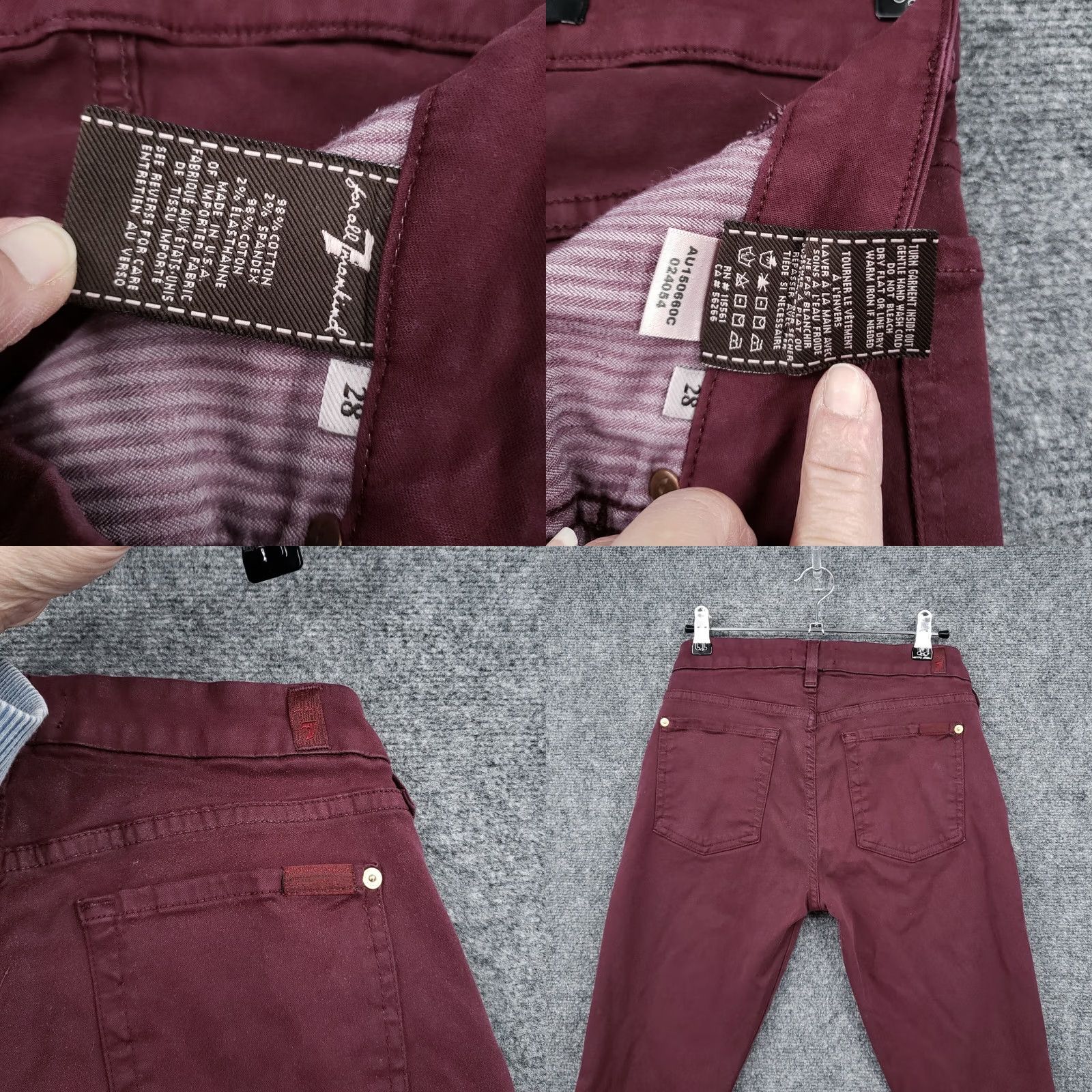 7 For All Mankind 7 For All Mankind Jeans Womens Red Skinny Stretch Low Rise Dark Wash Size 28 Zip Fly Size 28" / US 6 / IT 42 - 9 Thumbnail