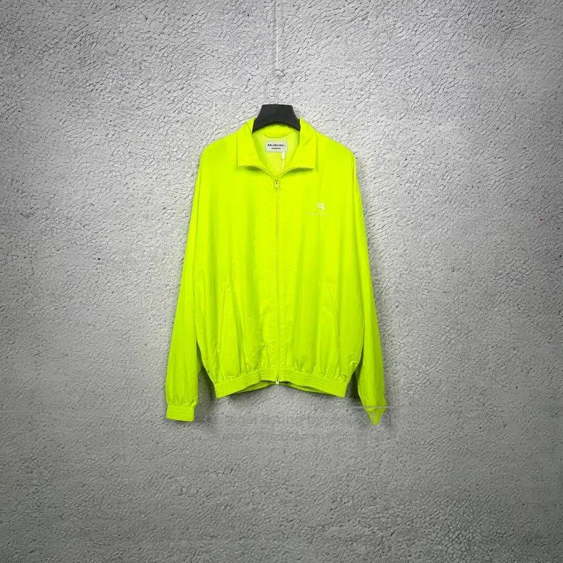 Balenciaga Neon green stand collar zip-up coach jacket