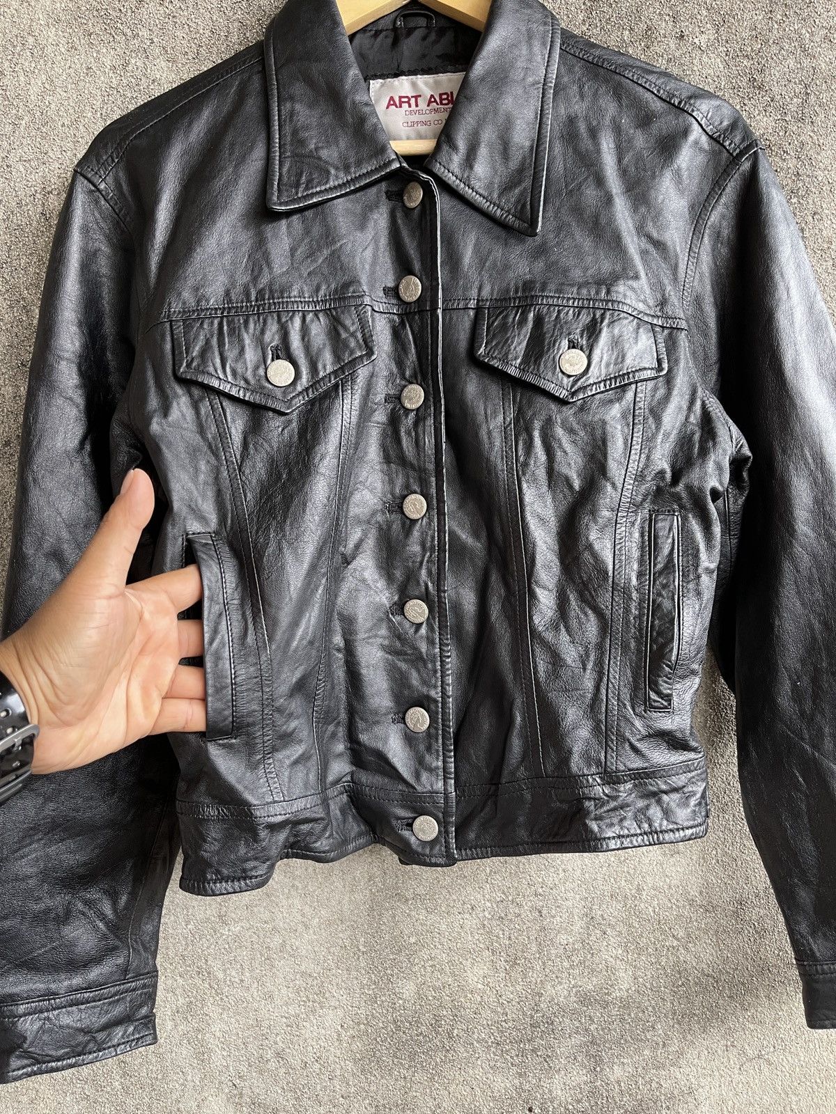 Japanese Brand Rare🔥Vintage ART ABLE Trucker Leather Jacket Size US S / EU 44-46 / 1 - 5 Thumbnail