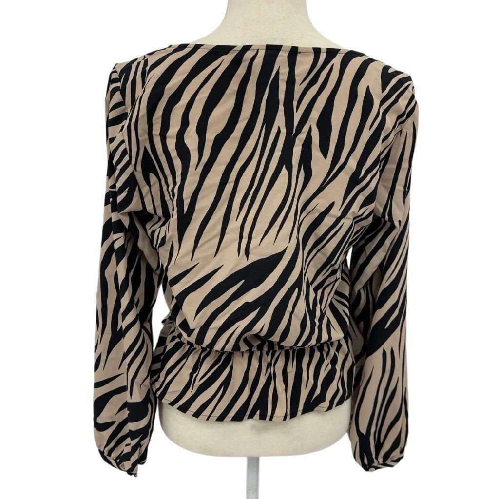Other Sanctuary Zebra Print Peplum Top Women's XS V Neck Blouse Y2 Size XS / US 0-2 / IT 36-38 - 2 Thumbnail