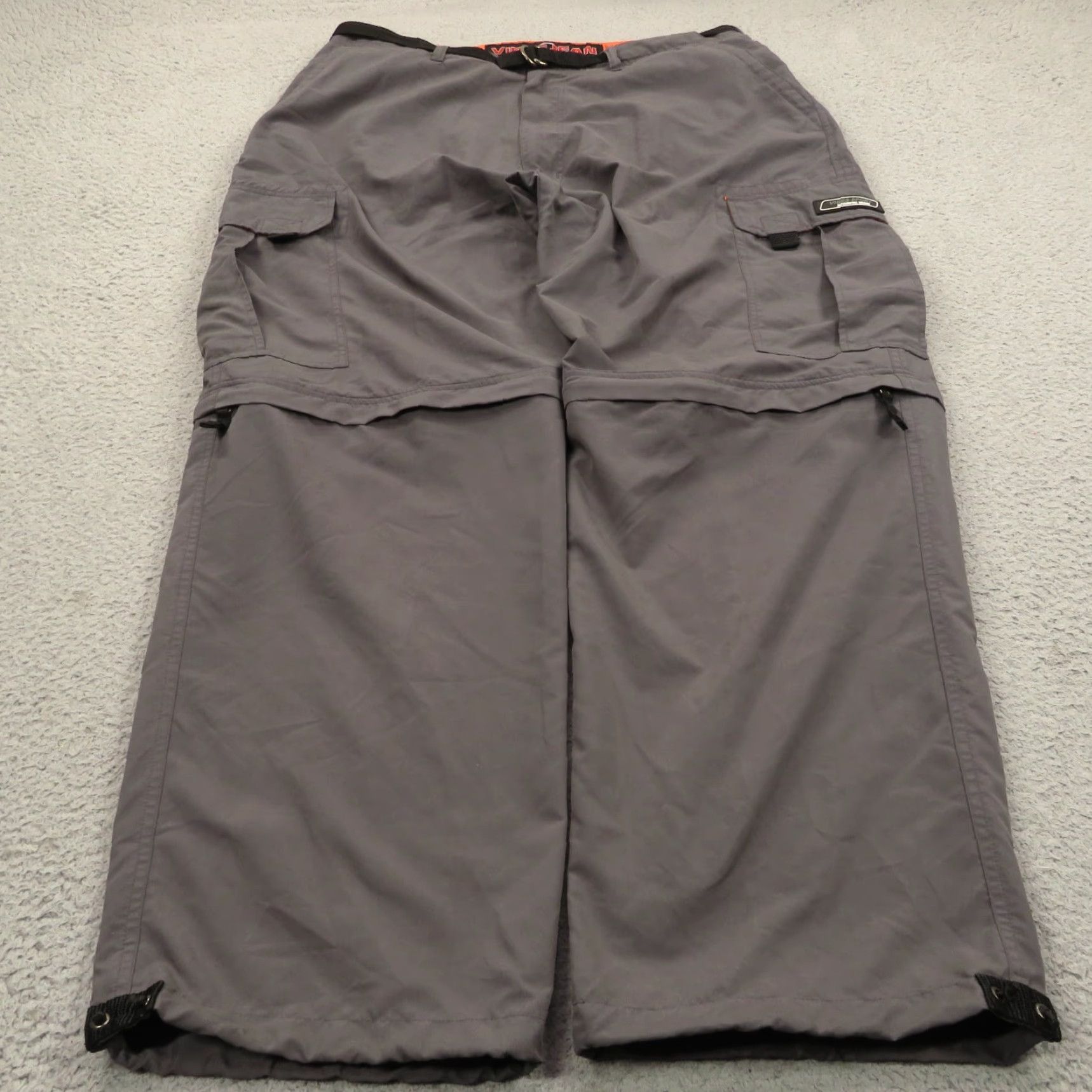 VIBE VINTAGE Baggy Cargo Pants Mens XL Y2K Skater Grunge Raver 10" Leg Opening Pipes VTG Casual Travel 5-Pocket Cargo Wide-Leg Mens Gray Polyester VIBES Size US 36 / EU 52 - 2 Thumbnail