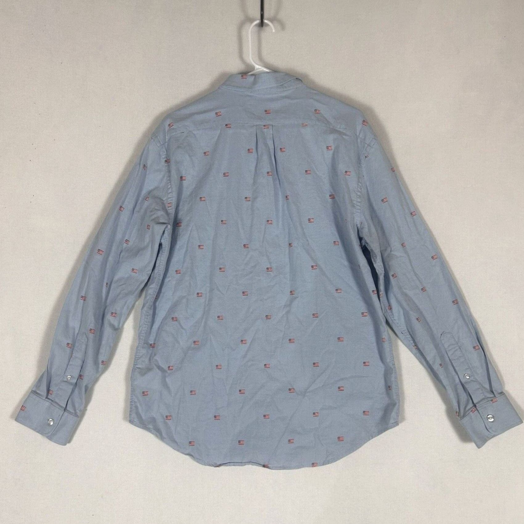 Old Navy Old Navy Shirt Mens Large Slim Fit Blue The Oxford Built-In Flex USA Flag Button Collar Dress Shirt Size US L / EU 52-54 / 3 - 4 Thumbnail