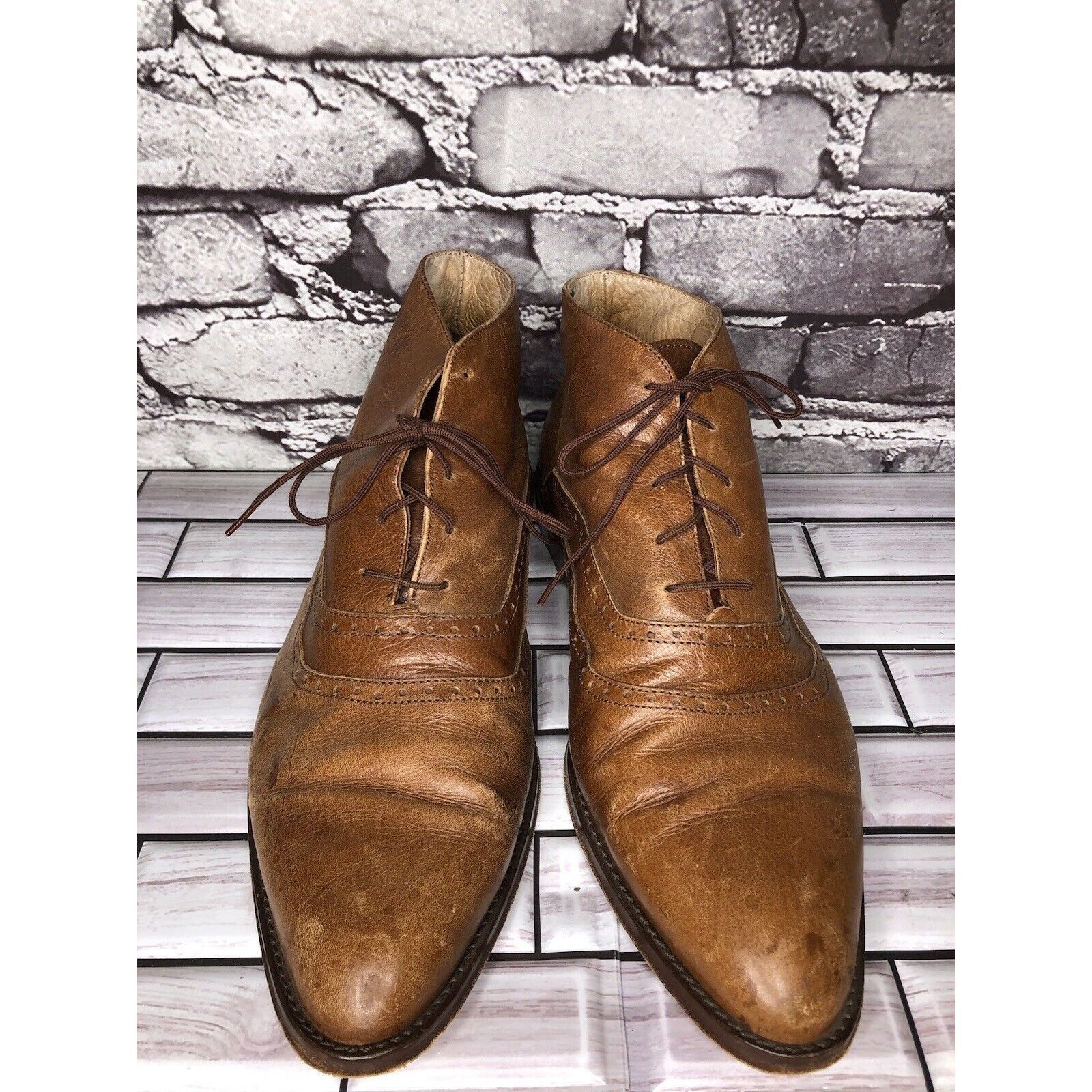 Other Mare Uomo Brown Leather Oxford Ankle Lace Up Boots Dress Sho Size US 11 / EU 44 - 2 Thumbnail