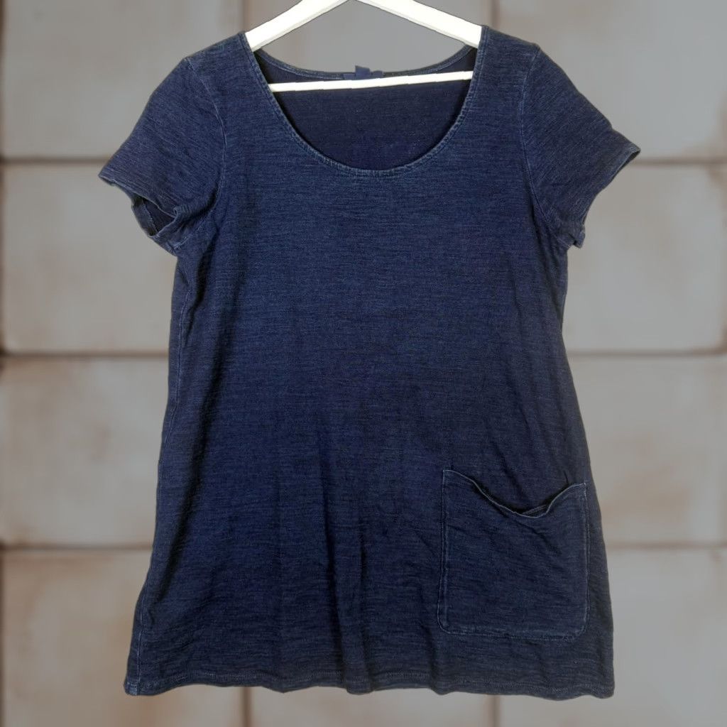 Vintage Pure Jill Shirt Women Small Indigo Blue Short Sleeve Top Shirt S Petite Shirt Size S / US 4 / IT 40 - 1 Thumbnail