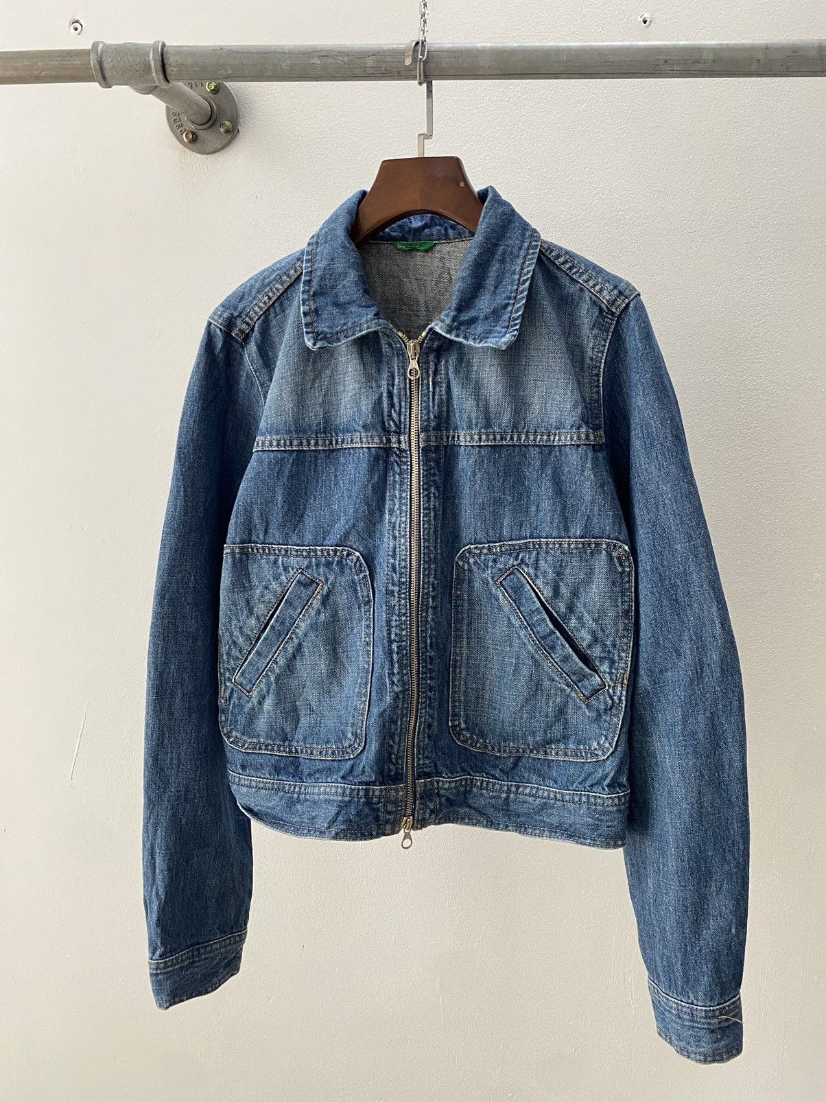 United Colors Of Benetton Benetton Double zip cropped denim jacket Size M / US 6-8 / IT 42-44 - 1 Thumbnail
