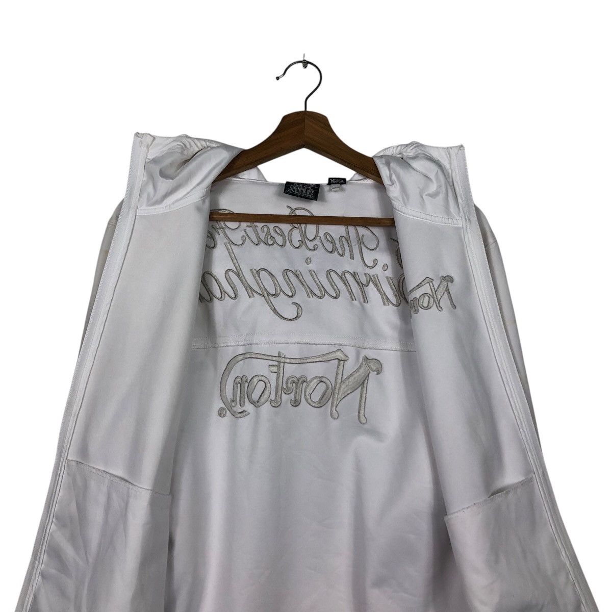 Japanese Brand Rich White Zipper Jacket Hoodie Norton Big Logo Embroidered Size US L / EU 52-54 / 3 - 18 Thumbnail