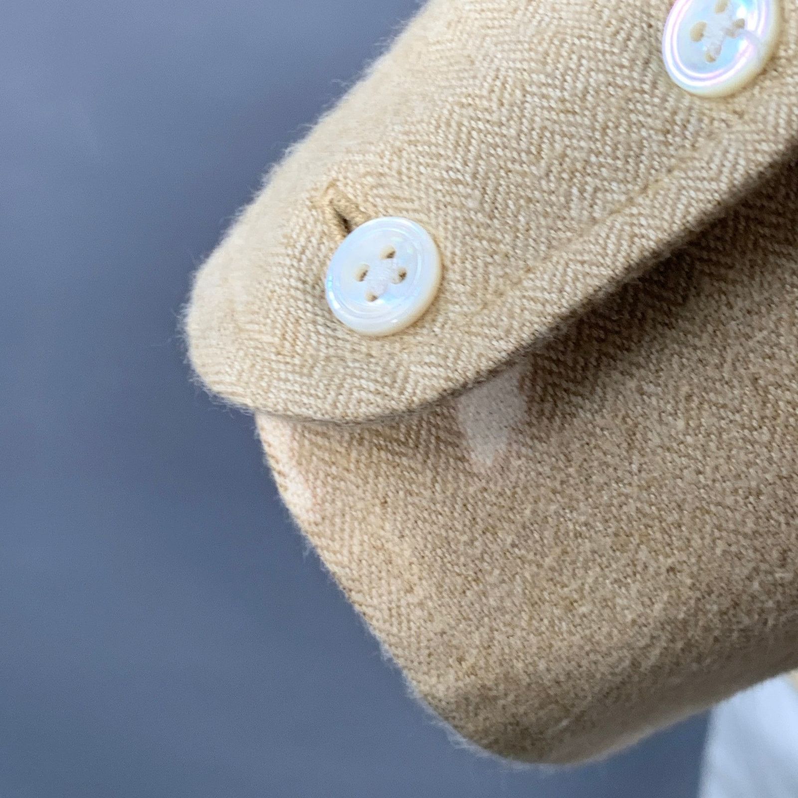 Turnbull & Asser Size XL Beige Herringbone Cotton 2 Pockets Long Sleeve Shirt Size US XL / EU 56 / 4 - 9 Thumbnail