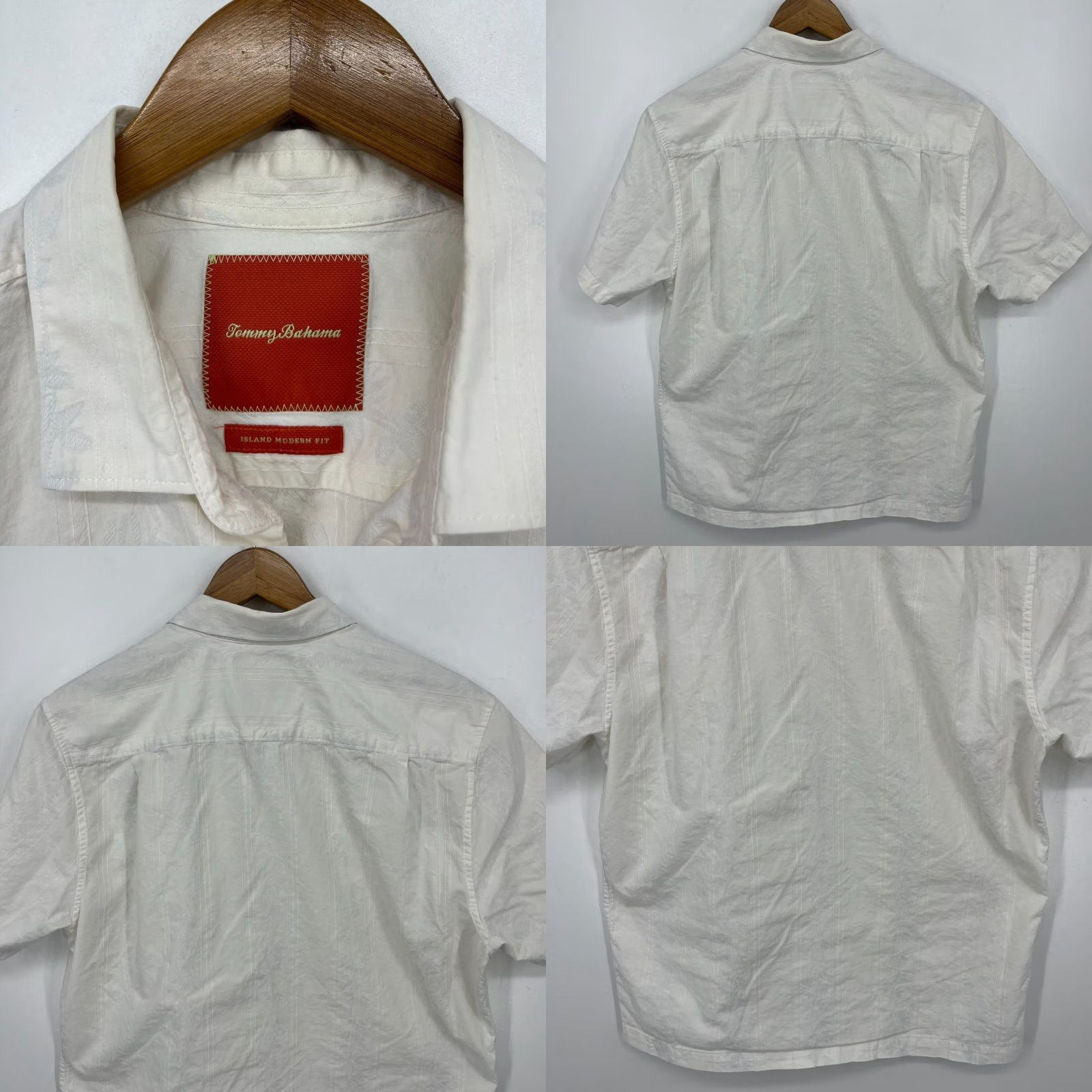 Tommy Bahama Tommy Bahama Shirt Short Sleeve Button-Up M White Pockets Hawaiian Textured Silky Cotton Casual Mens Size US M / EU 48-50 / 2 - 8 Thumbnail