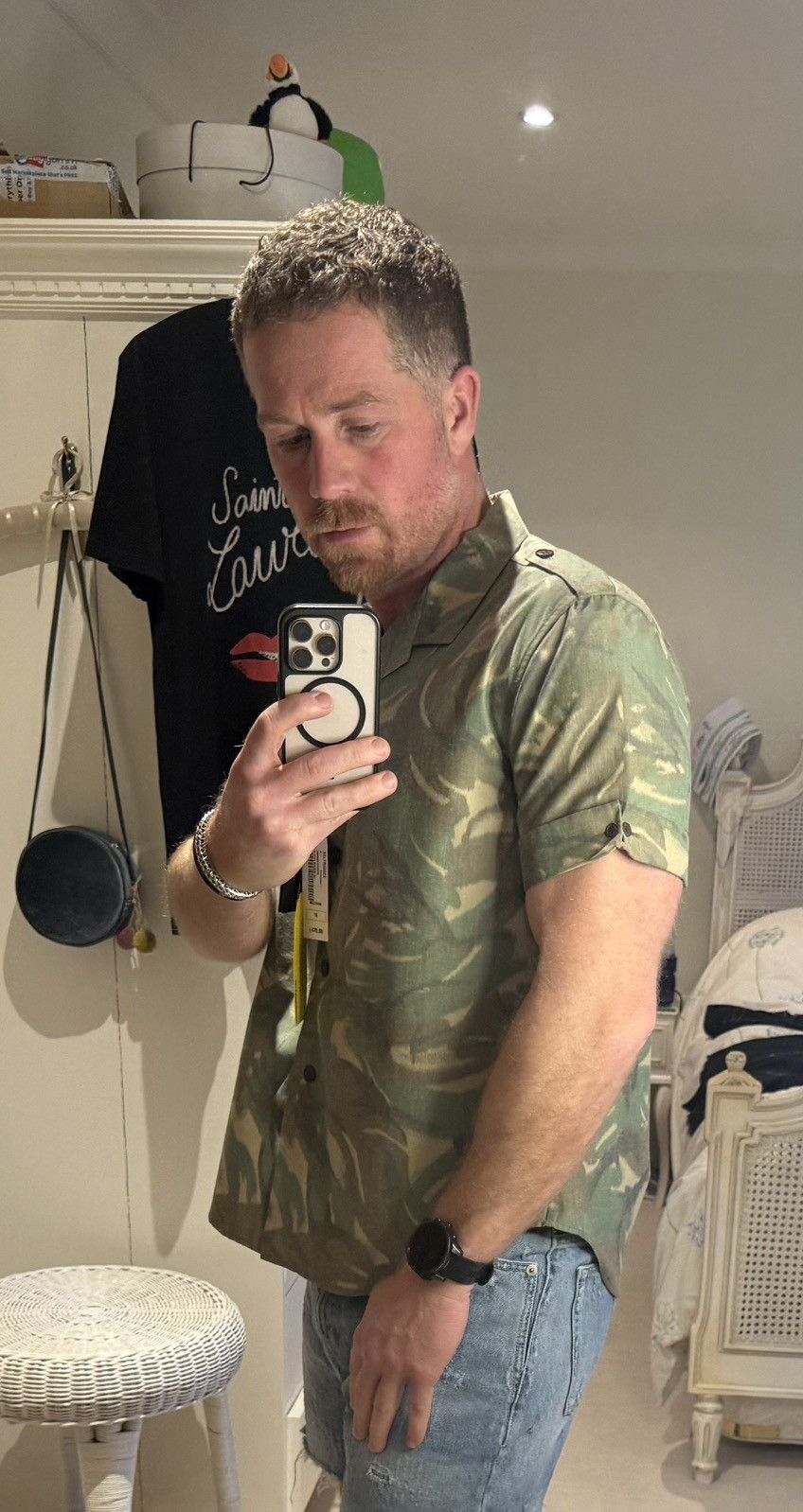 Saint Laurent Paris SS21 Saint Laurent camo short sleeve Hawaiian shirt 41 Size US L / EU 52-54 / 3 - 6 Thumbnail