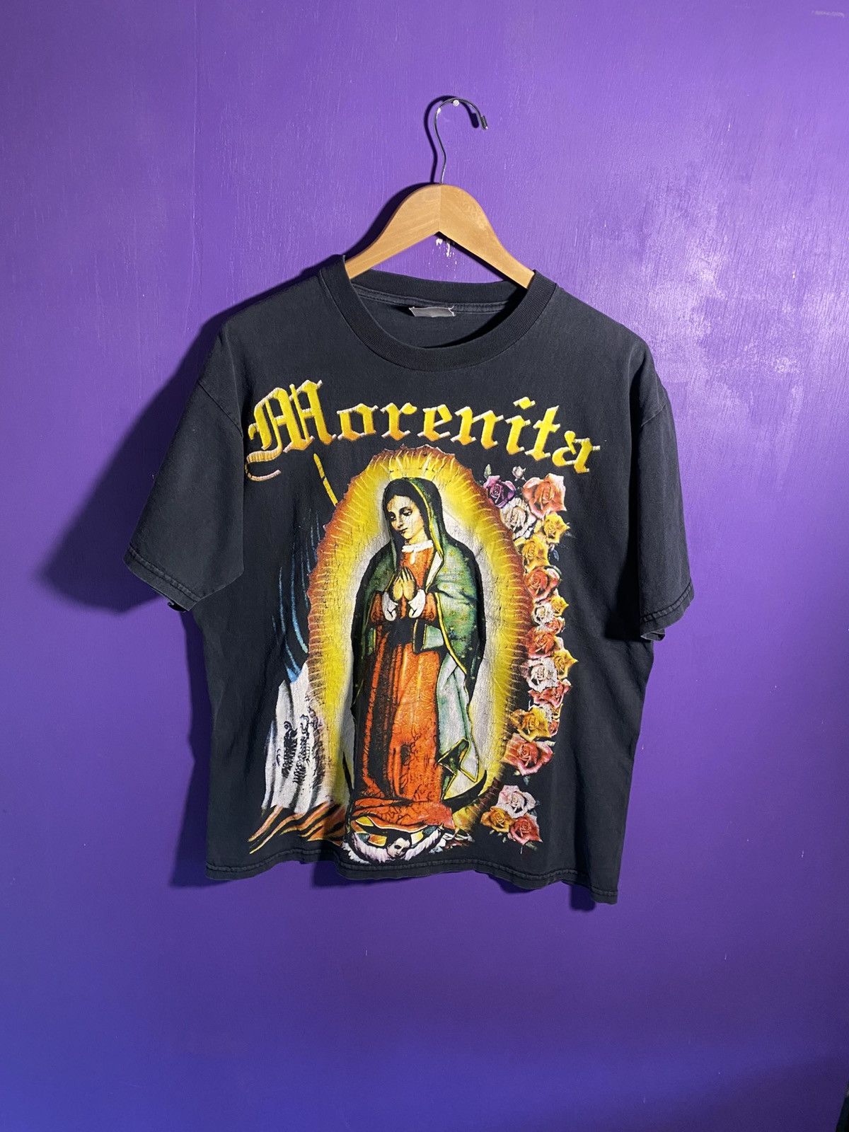 Other Vintage 90s The virgin Mary morenita faded t-shirt Size US L / EU 52-54 / 3 - 1 Thumbnail