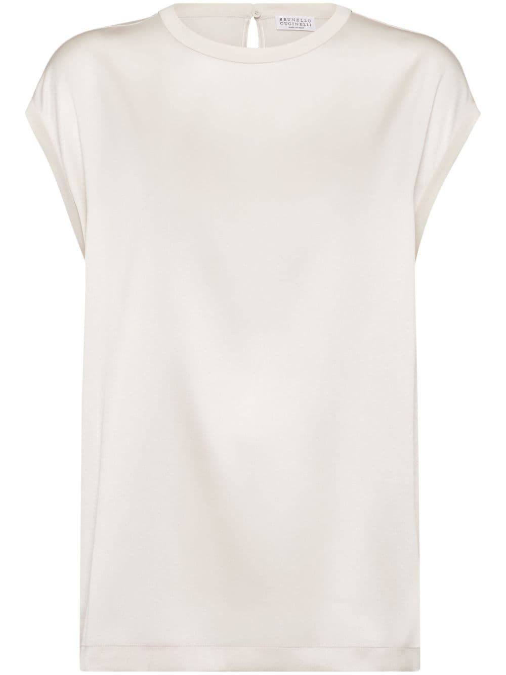 Brunello Cucinelli SILK TOP WITH PRECIOUS DETAILS Size M / US 6-8 / IT 42-44 - 1 Thumbnail