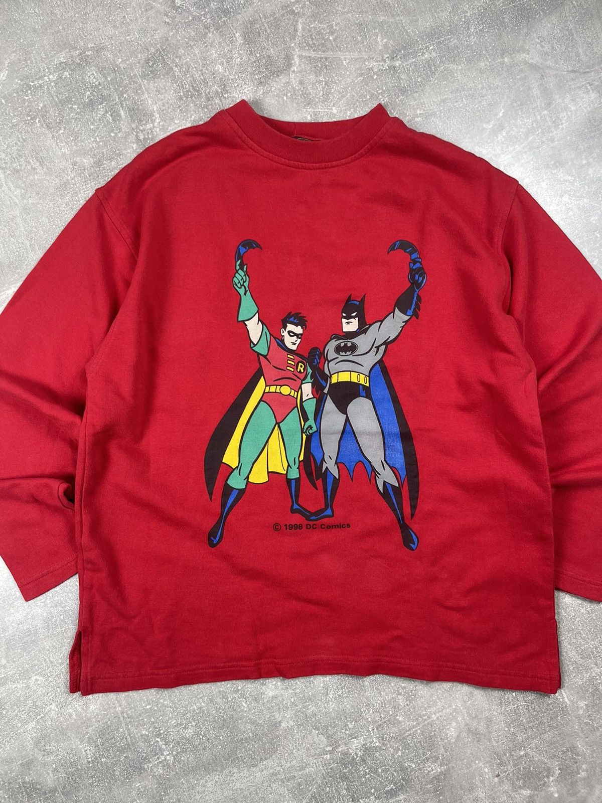 DC Comics × Vintage DC Comics Beatman&Robin Vintage 1998 Red Printed Sweatshirt Size US L / EU 52-54 / 3 - 4 Thumbnail