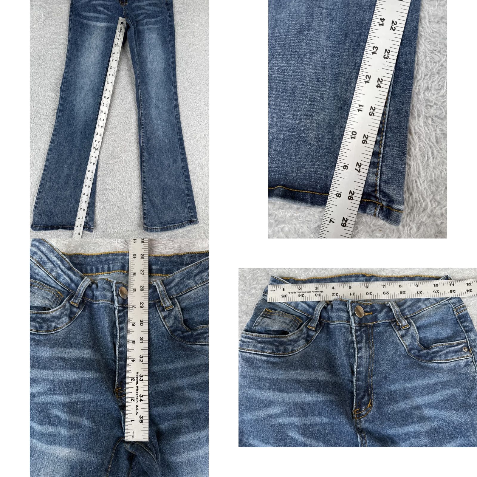 Vintage Vintage Seven7 Women’s Jeans Flared Low Rise Cotton Blend Distressed 22x29 Blue Denim Size 40" / US 18 - 8 Thumbnail