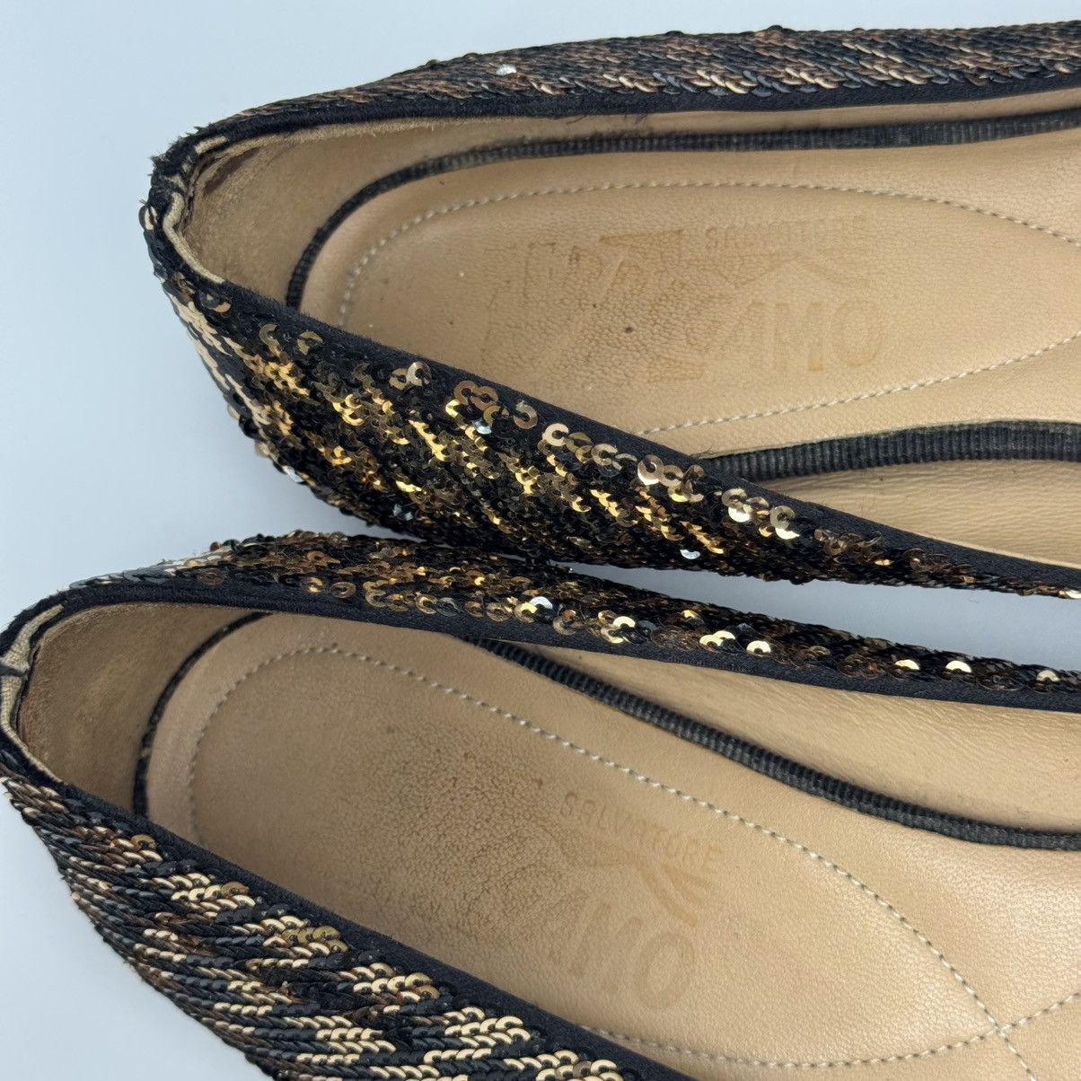Salvatore Ferragamo Salvatore Ferragamo Varina Coo Ballet Flats Black & Gold🖤✨ Size US 6 / IT 36 - 9 Thumbnail