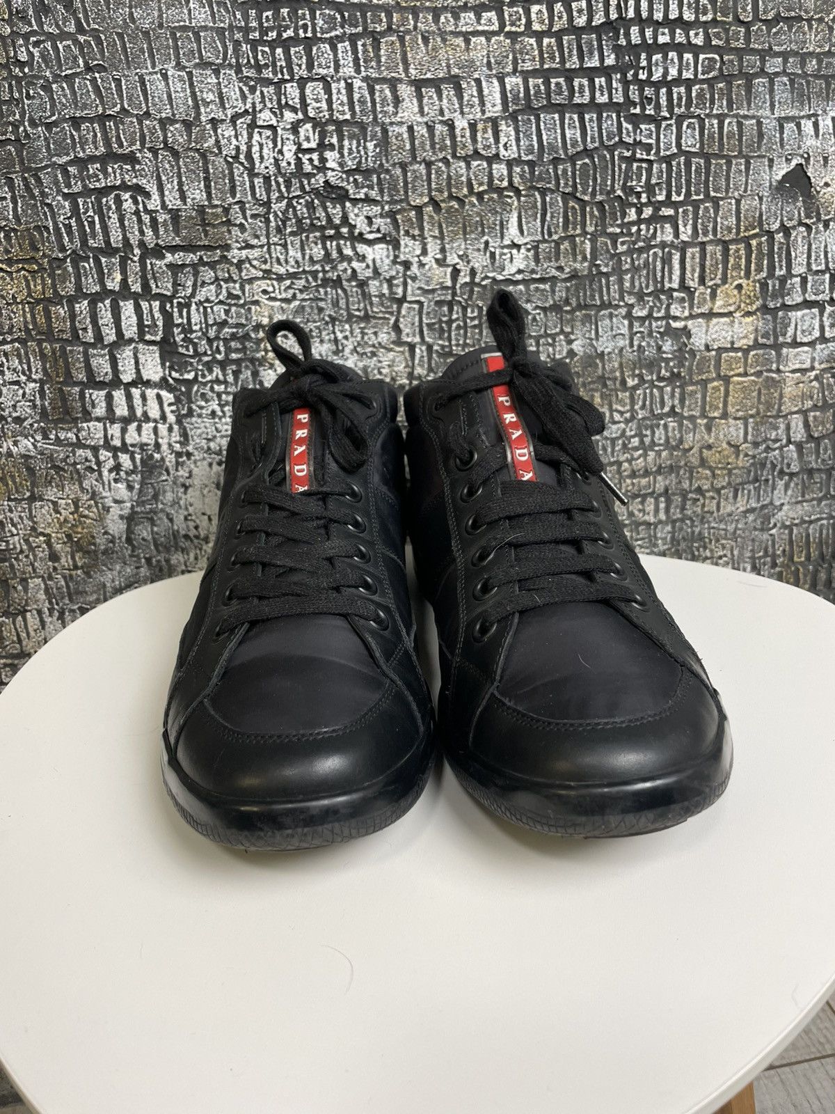 Prada Prada Shoes Black High Top Sneakers Leather Shoes Size US 9 / EU 42 - 2 Thumbnail