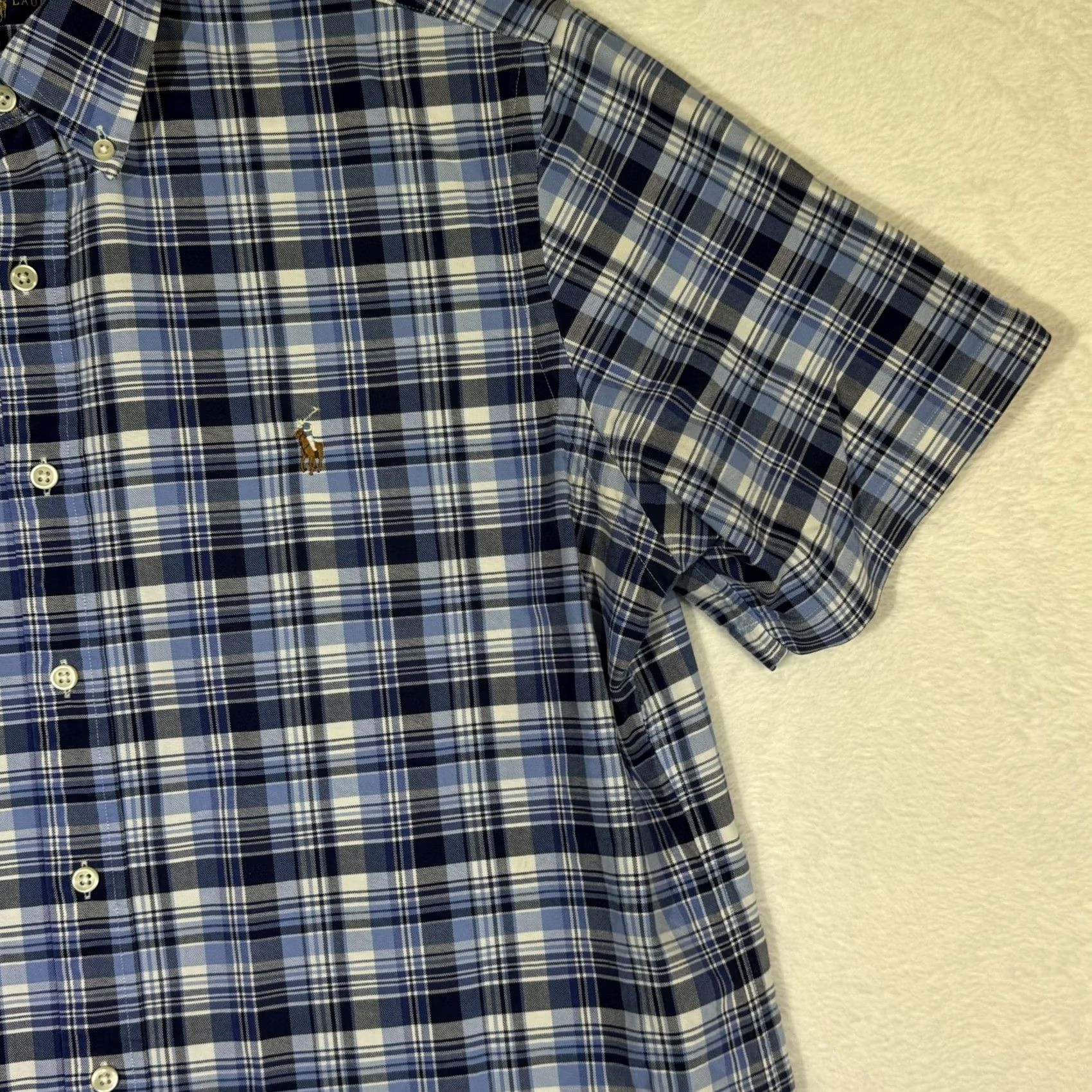 Ralph Lauren Ralph Lauren Shirt Mens Large Blue Plaid Button Down Short Sleeve Polo Pony Size US L / EU 52-54 / 3 - 6 Thumbnail