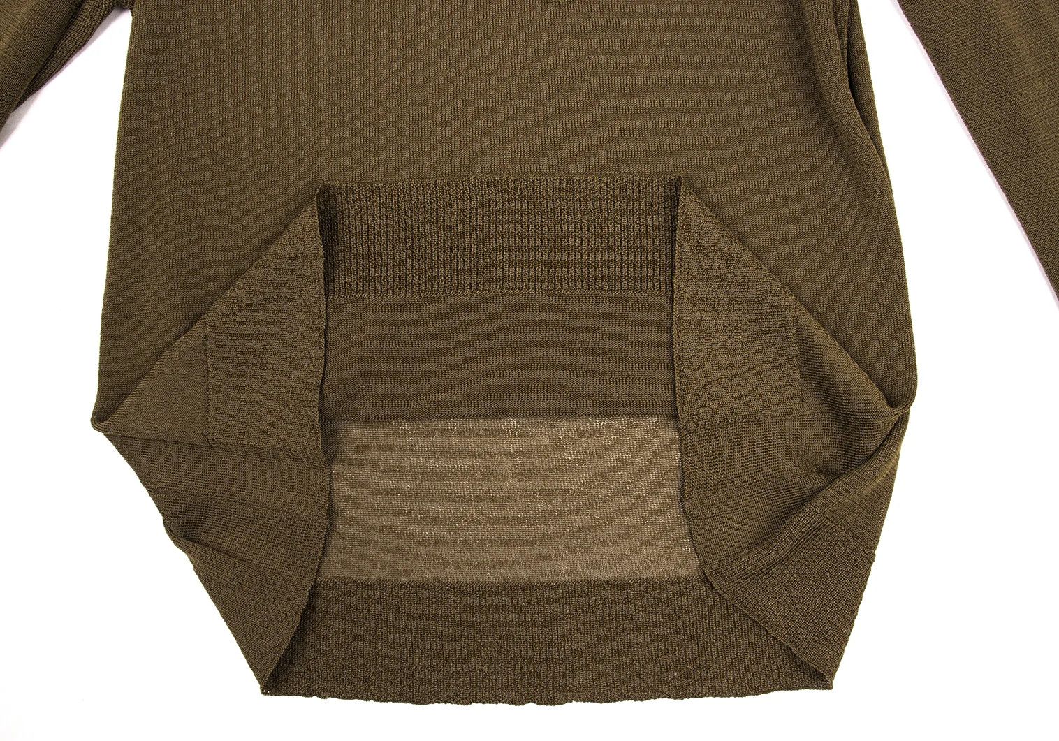 Comme des Garcons Homme Plus V-Neck Sheer Stretch Knit Sweater in Khaki, Size M Size US M / EU 48-50 / 2 - 9 Thumbnail