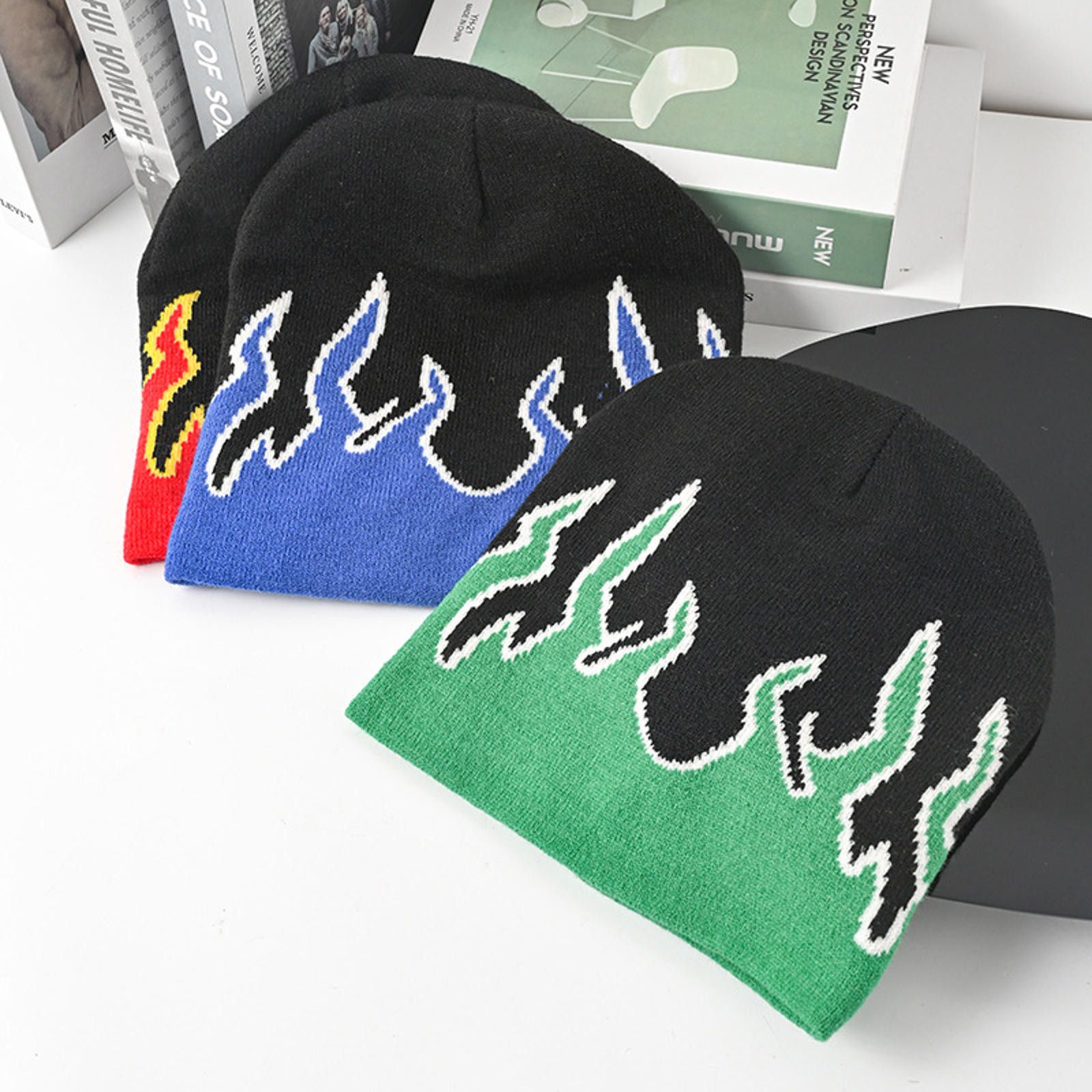 Japanese Brand Flame Graphic Beanie Hat Size ONE SIZE - 11 Thumbnail