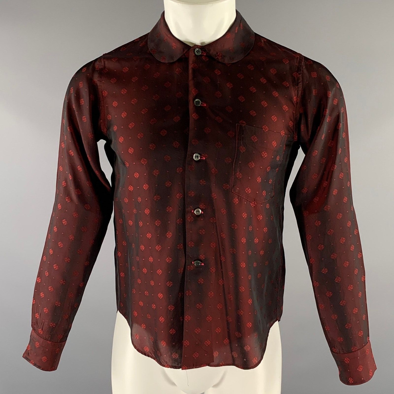 Comme des Garcons COMME des GARCONS XS Burgundy Red Cupra Long Sleeve Shirt Size US XS / EU 42 / 0 - 1 Thumbnail