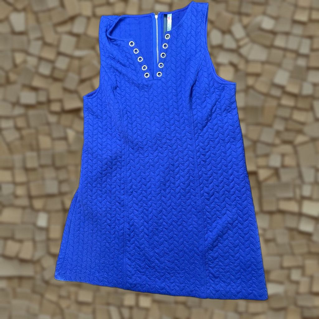 Vintage Kensie Girl Dress Women's XL Purple Blue Braided Texture Above Knee Eyelets Shirt? Size XL / US 12-14 / IT 48-50 - 1 Thumbnail