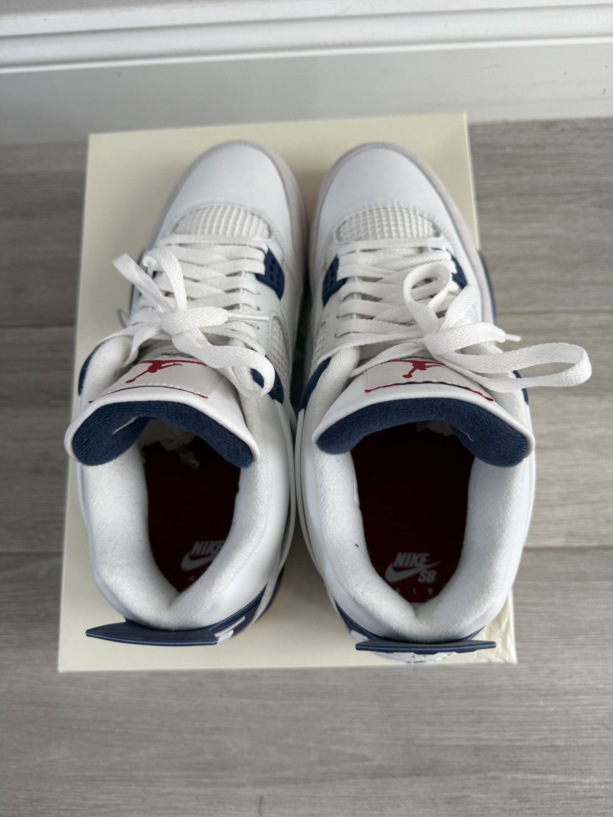 Jordan Brand Nike SB Air Jordan 4 Retro White Navy Grey Gum Yellow Red 12 Size US 12 / EU 45 - 5 Thumbnail