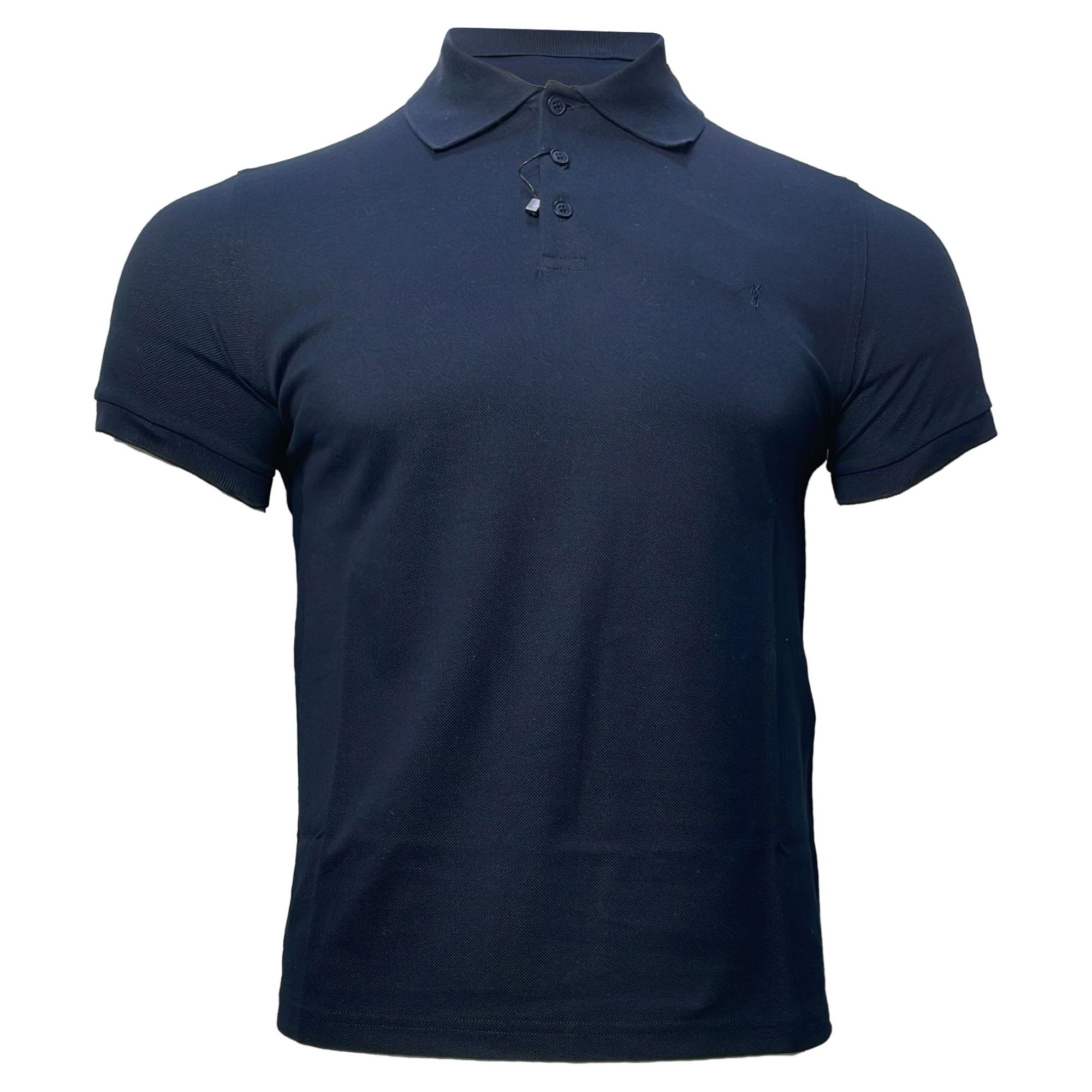 Saint Laurent Paris Saint Laurent Cassandre Embroidered-Logo Polo Shirt in Navy Size US XS / EU 42 / 0 - 1 Thumbnail