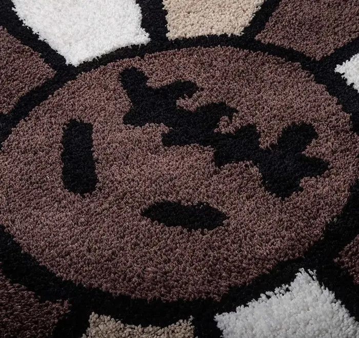 Handmade 100cm 3D Handmade Smiley Flower Art Soft Rug Size ONE SIZE - 3 Thumbnail