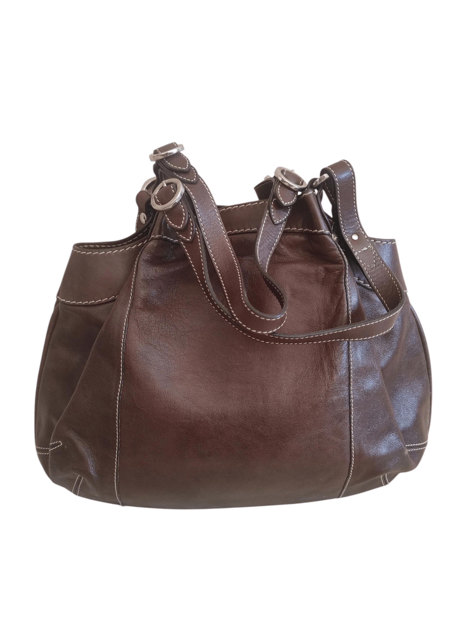 Hogan Hogan Vintage Cognac Brown Leather Shoulder Bag Made Italy Size ONE SIZE - 4 Thumbnail