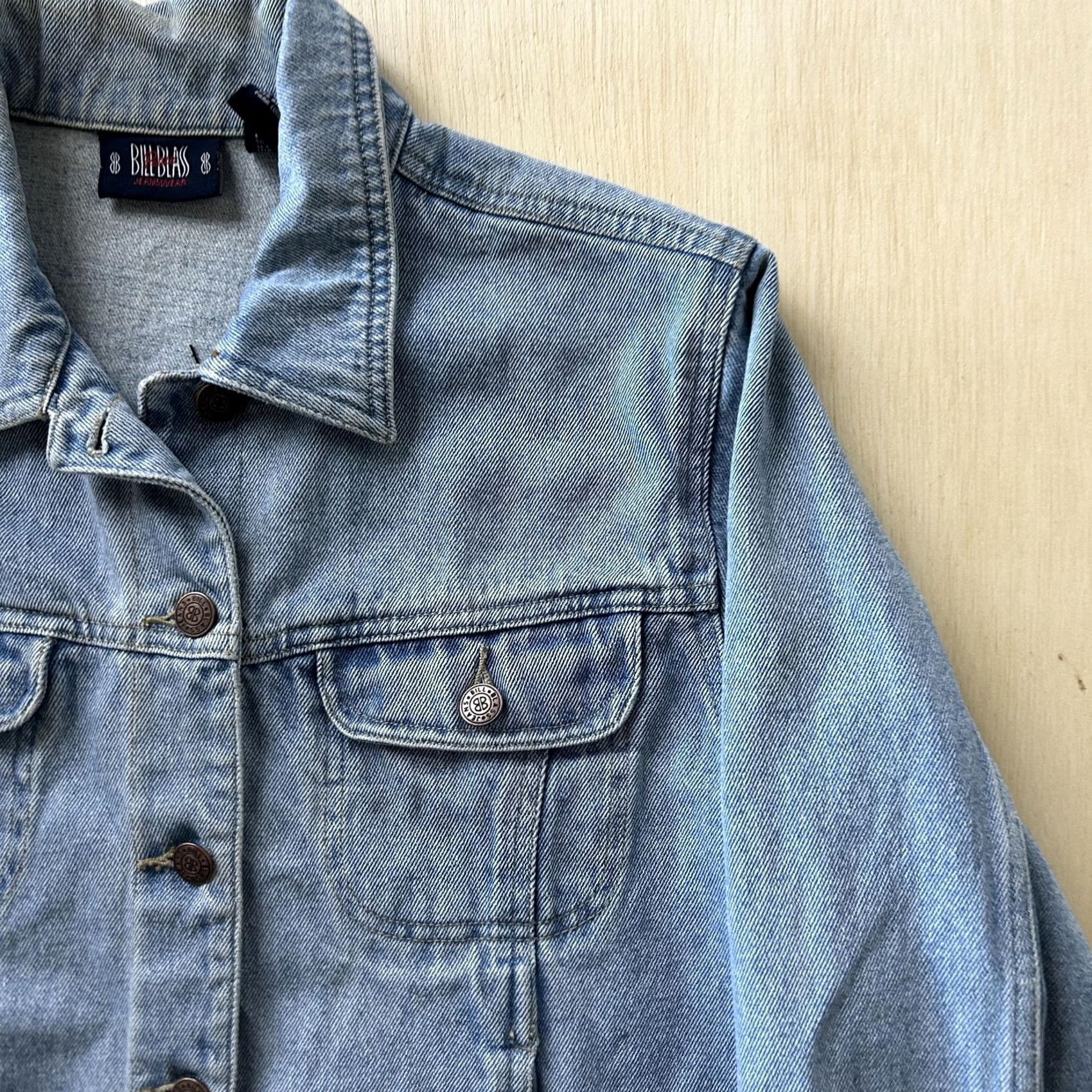Denime Vintage Bill Blass Denim Jacket Womens PL Button Front Collared Short Petite Size 36" / US 14 / IT 50 - 2 Thumbnail