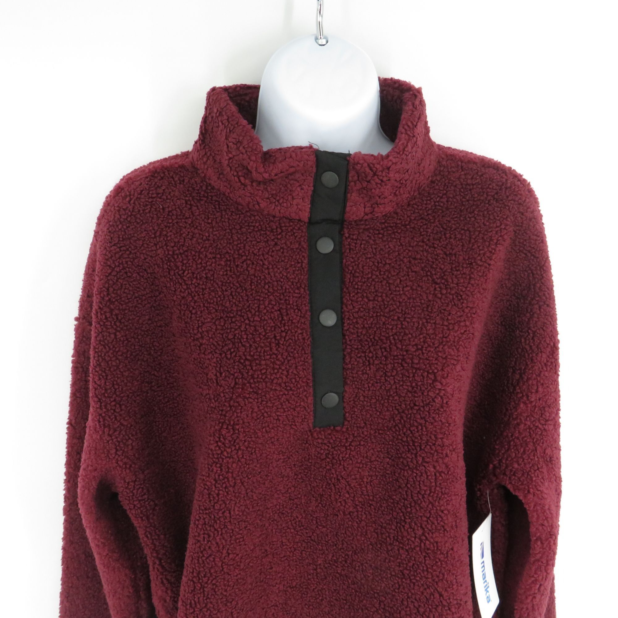 Other Marika Womens Burgundy Fleece Quarter Snap Pullover Sweater Size L / US 10 / IT 46 - 3 Thumbnail