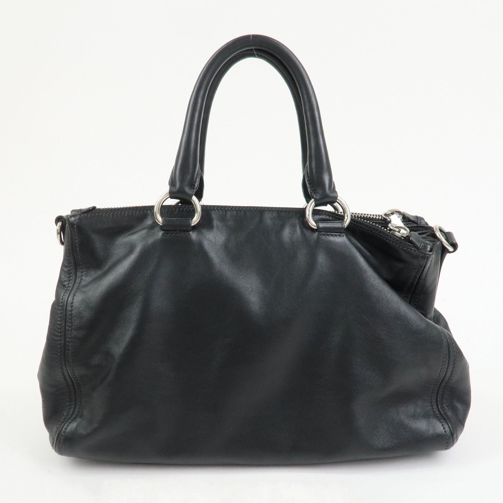 Prada Prada Logo Calfskin Satchel Black Size ONE SIZE - 2 Thumbnail
