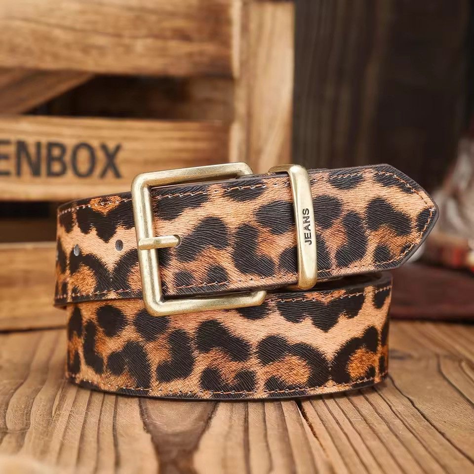 Japanese Brand brown cheetah leopard print belt Size 32 - 1 Thumbnail