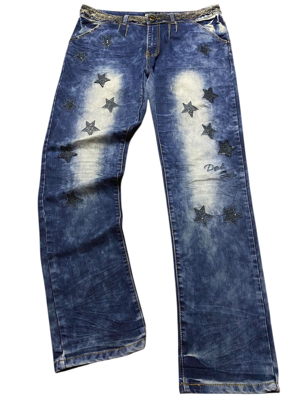 Y2K Star Patch Harajuku Streetwear Style Bold bleached wash